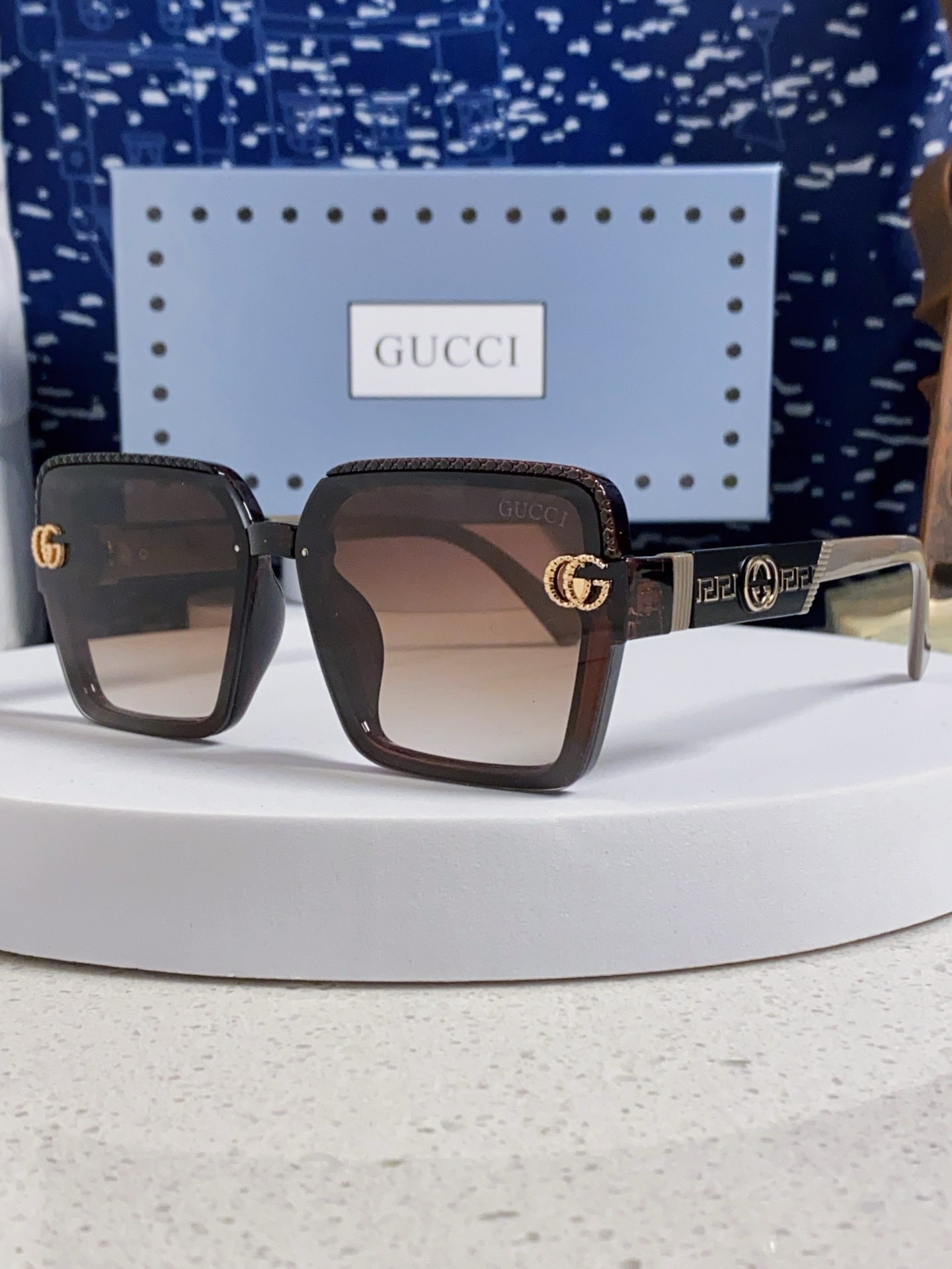  Gucci古奇 2025新款 轻奢女士偏光太阳眼镜女防紫外线大框显瘦圆脸显白高级感 