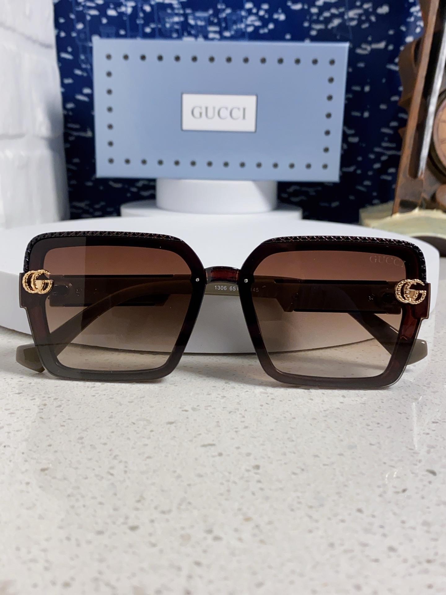  Gucci古奇 2025新款 轻奢女士偏光太阳眼镜女防紫外线大框显瘦圆脸显白高级感 