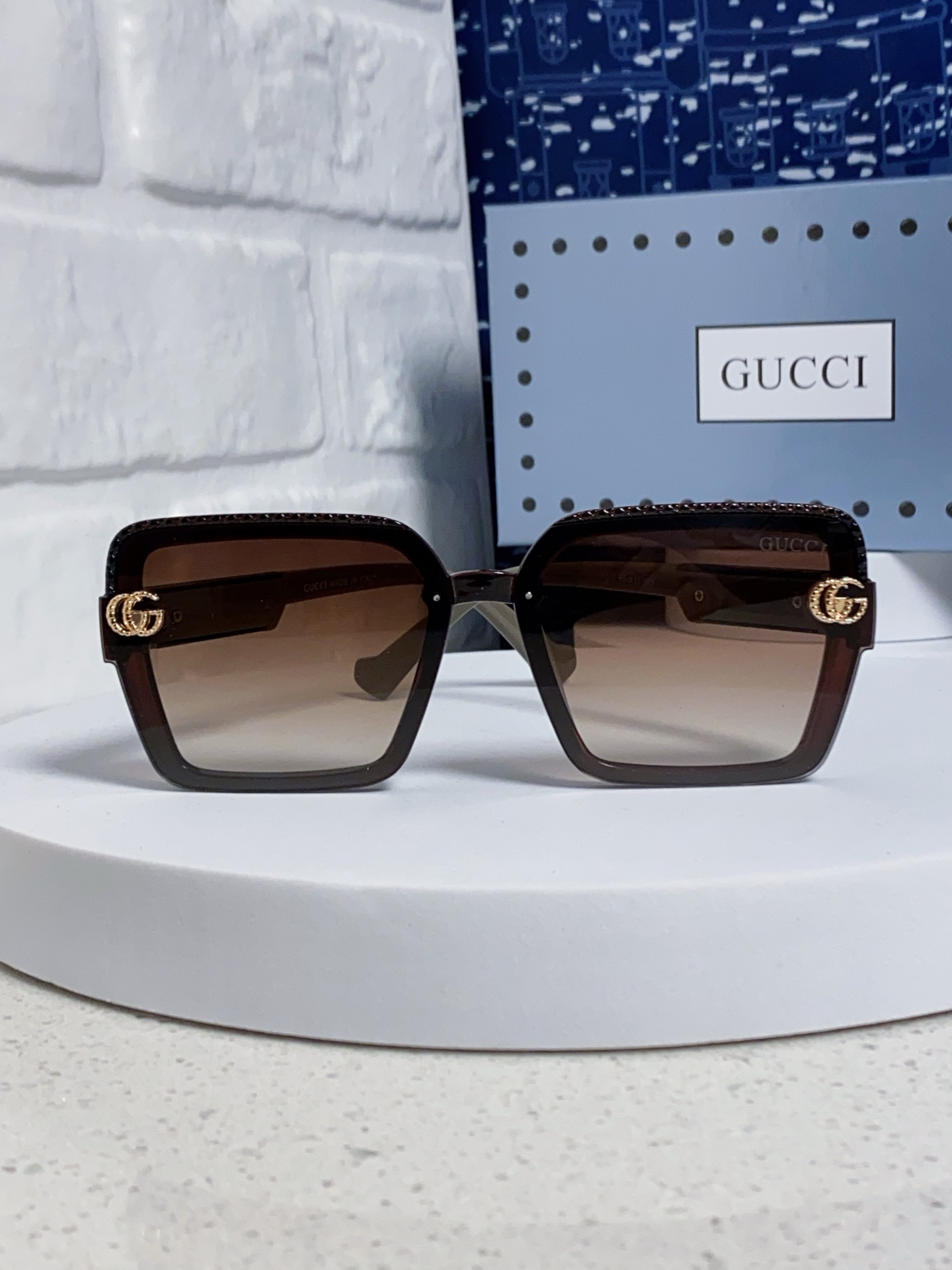  Gucci古奇 2025新款 轻奢女士偏光太阳眼镜女防紫外线大框显瘦圆脸显白高级感 