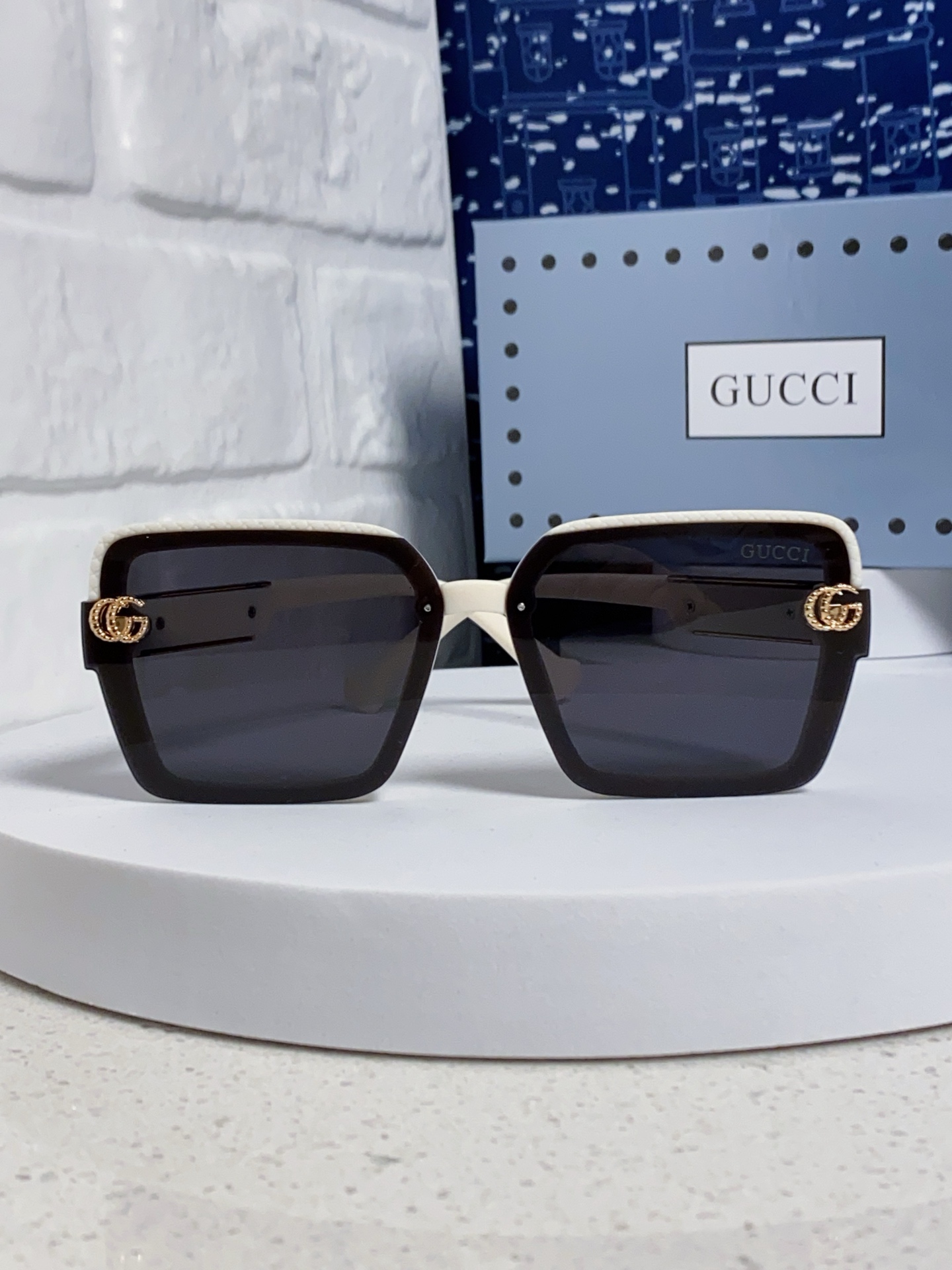  Gucci古奇 2025新款 轻奢女士偏光太阳眼镜女防紫外线大框显瘦圆脸显白高级感 