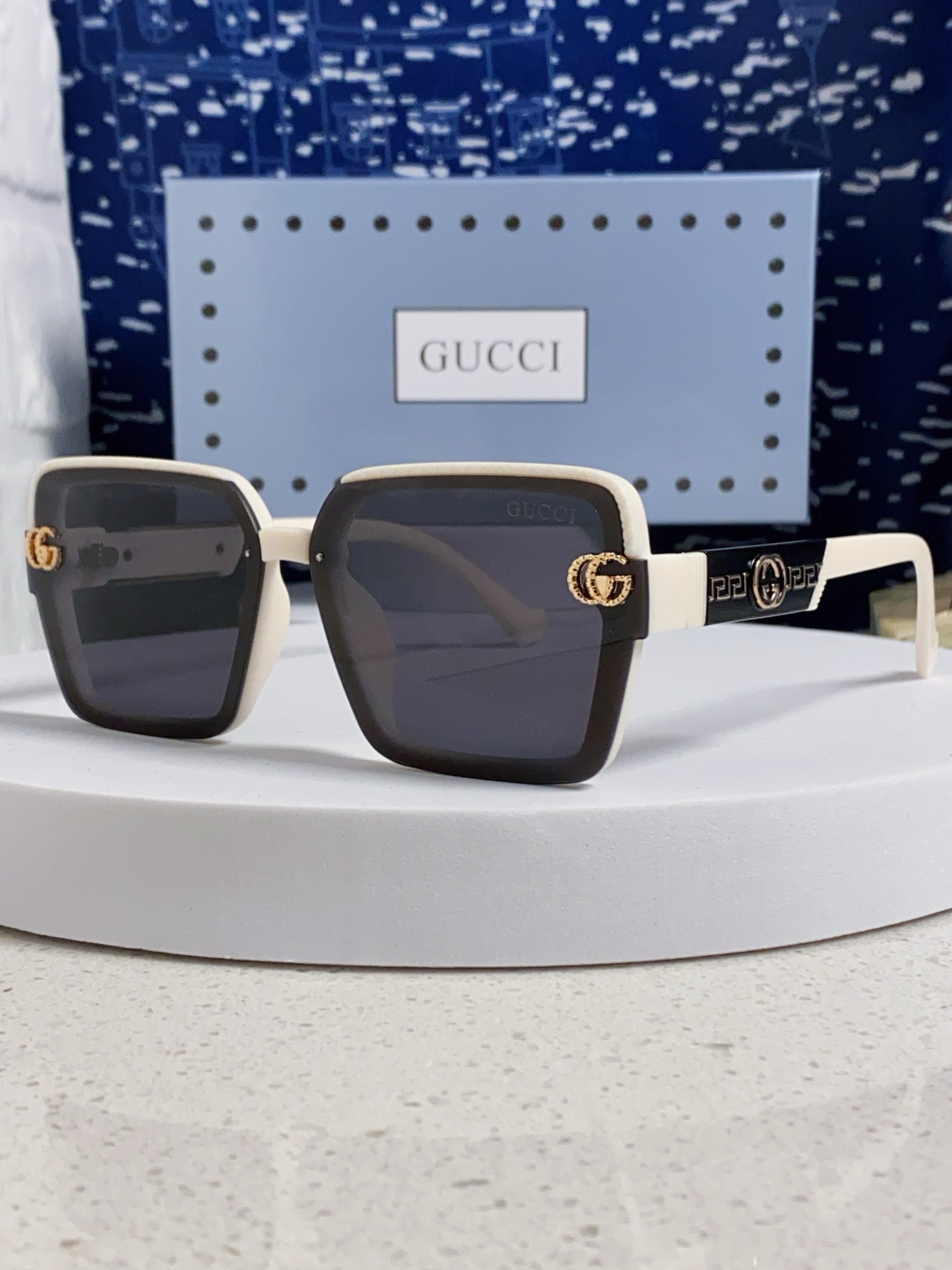  Gucci古奇 2025新款 轻奢女士偏光太阳眼镜女防紫外线大框显瘦圆脸显白高级感 