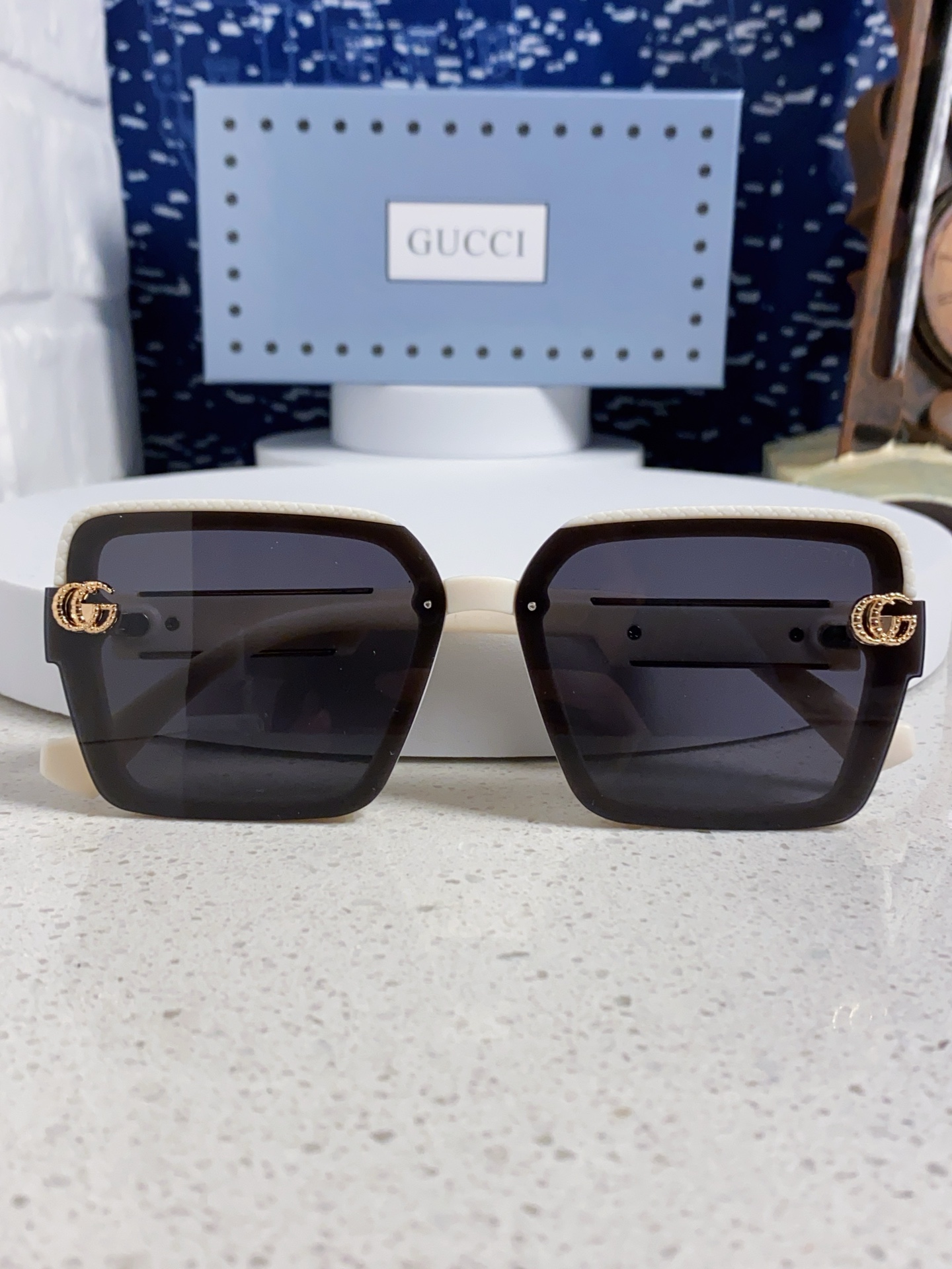  Gucci古奇 2025新款 轻奢女士偏光太阳眼镜女防紫外线大框显瘦圆脸显白高级感 