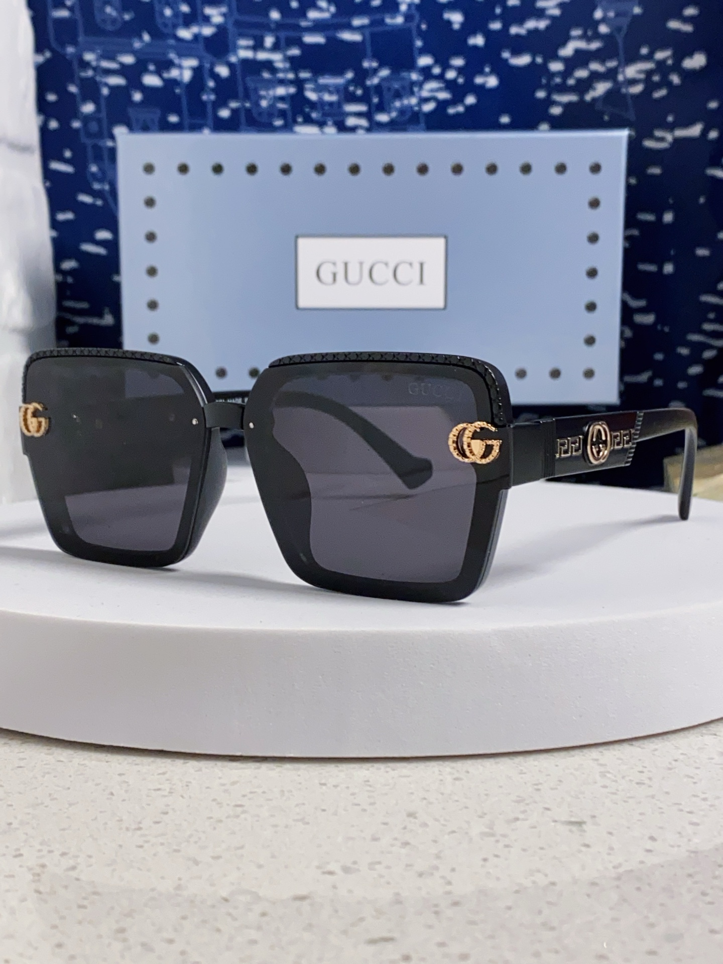  Gucci古奇 2025新款 轻奢女士偏光太阳眼镜女防紫外线大框显瘦圆脸显白高级感 