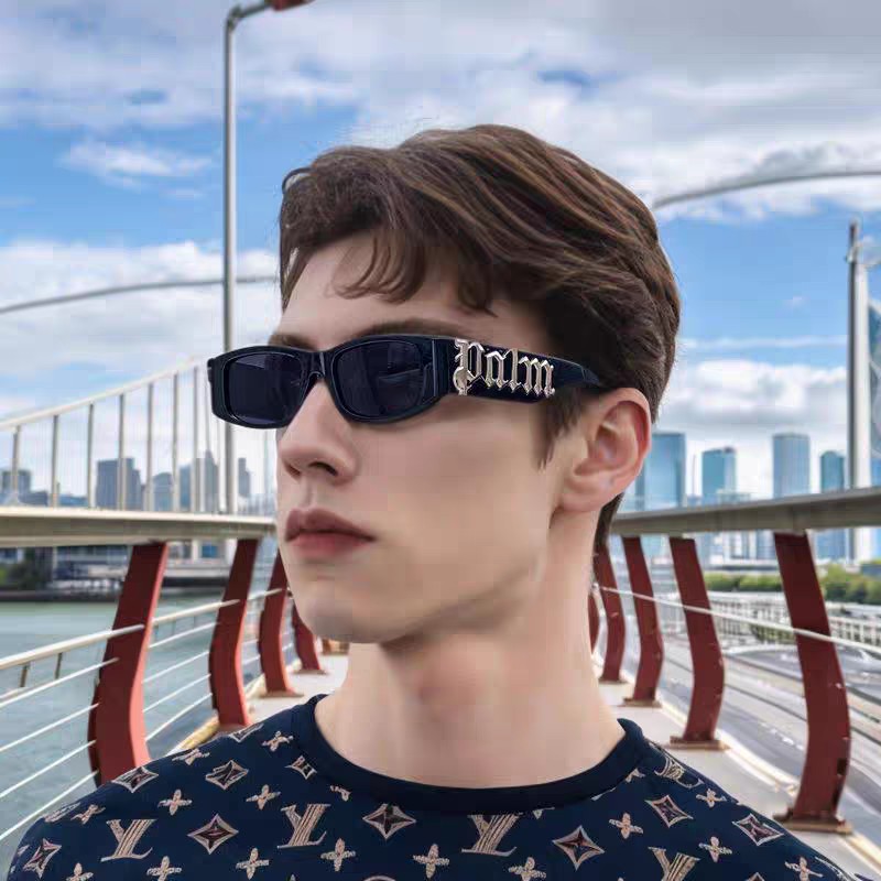  Palm Angels 大明星潮牌 2025新款时尚嘻哈风太阳镜黑框朋克字母个性墨镜潮流街拍太阳眼镜 