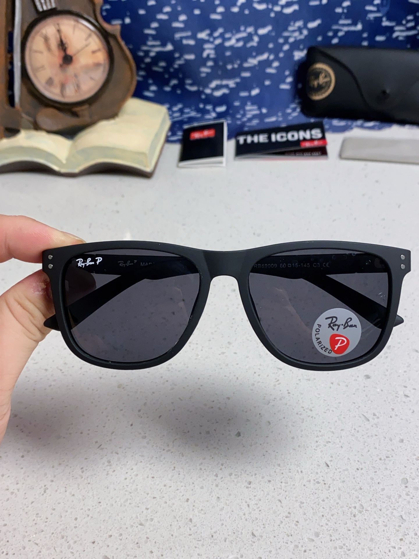  Ray Ban雷朋 2025新款矩形男女通用太阳镜 男士开车偏光镜片 RB69009 Size60口1