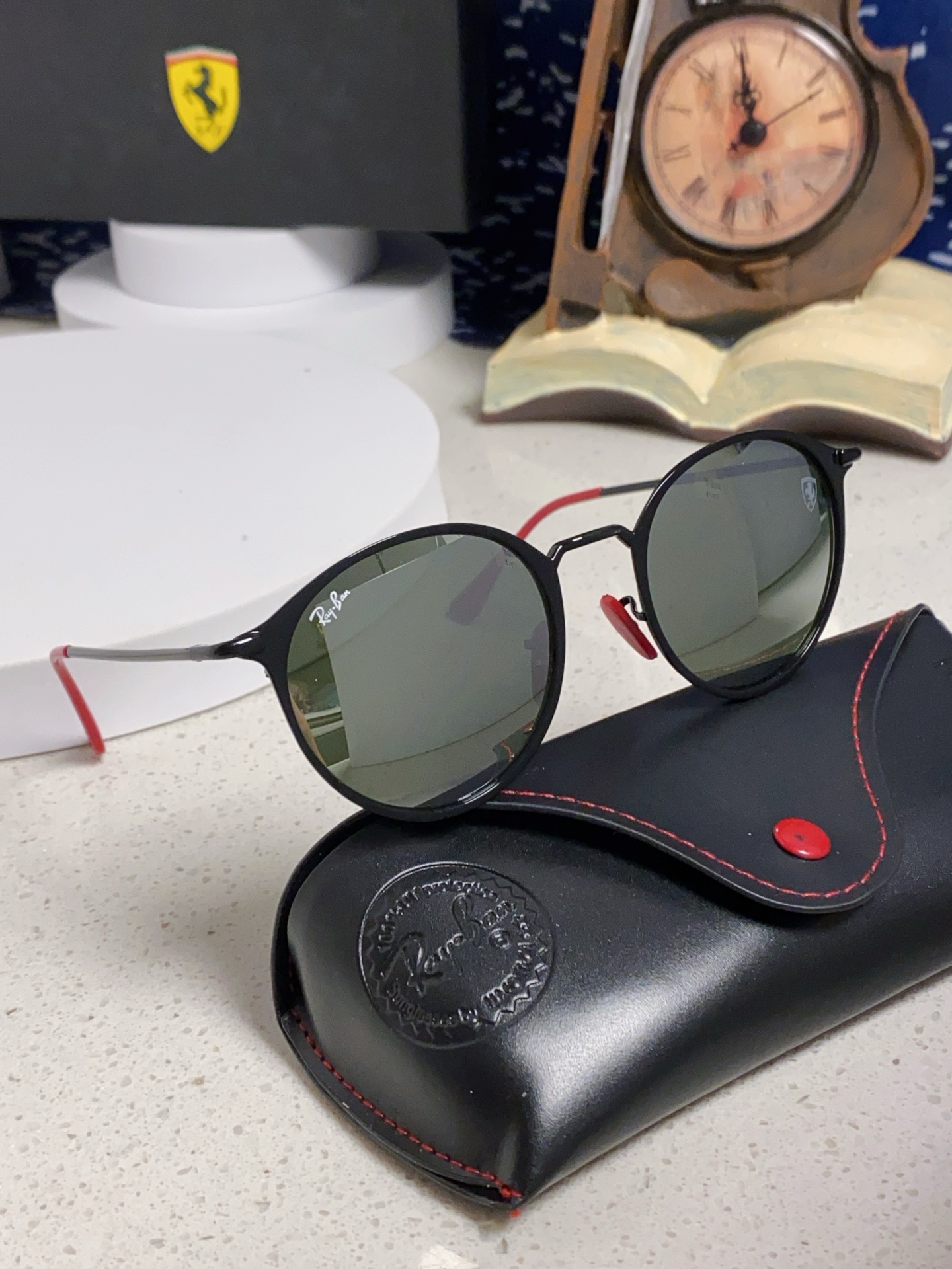  RayBan雷朋法拉利联名 2025新款欧美潮流眼镜圆形金属太时尚百搭男女款开车驾驶眼镜 RB3602