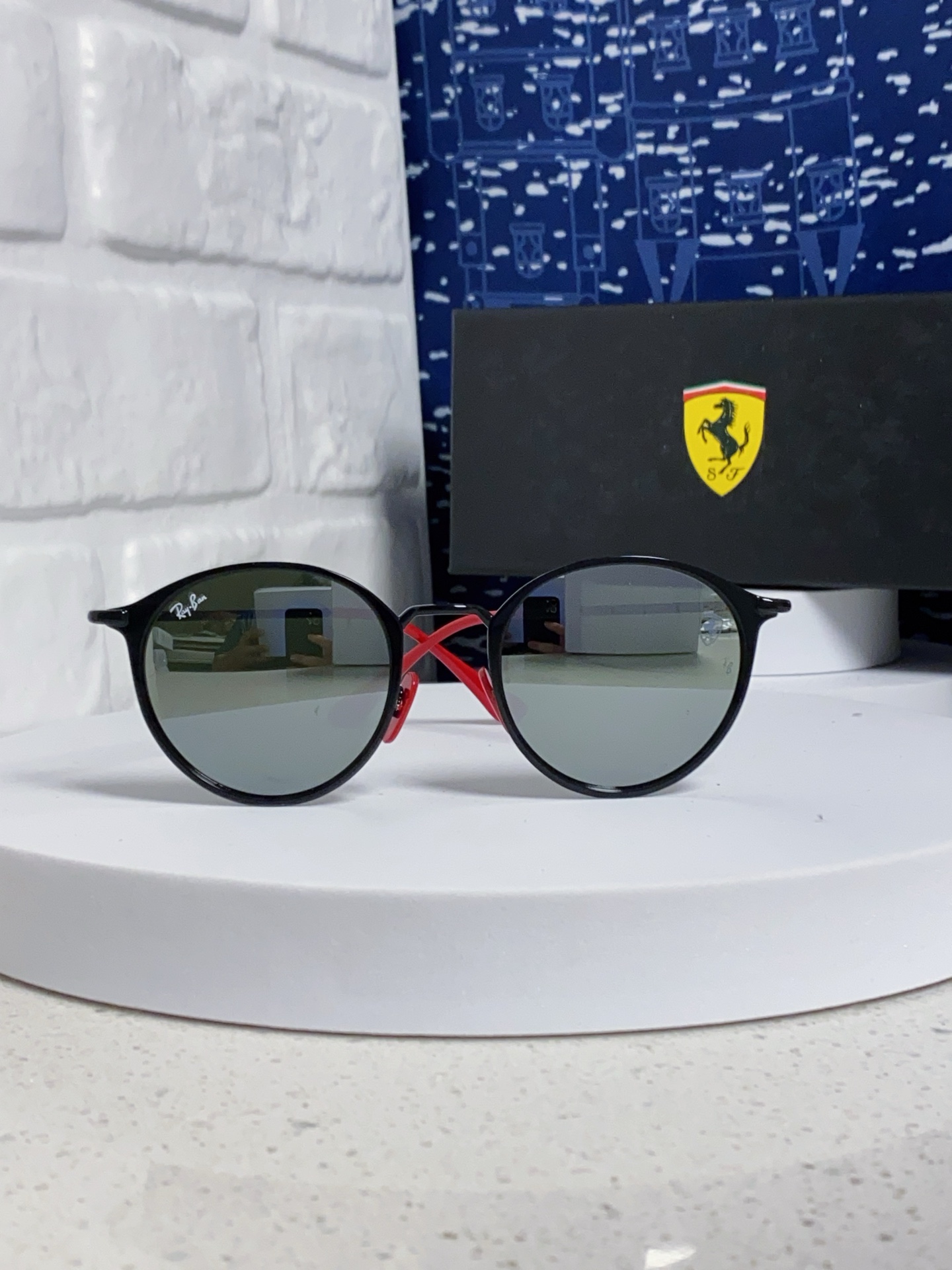  RayBan雷朋法拉利联名 2025新款欧美潮流眼镜圆形金属太时尚百搭男女款开车驾驶眼镜 RB3602
