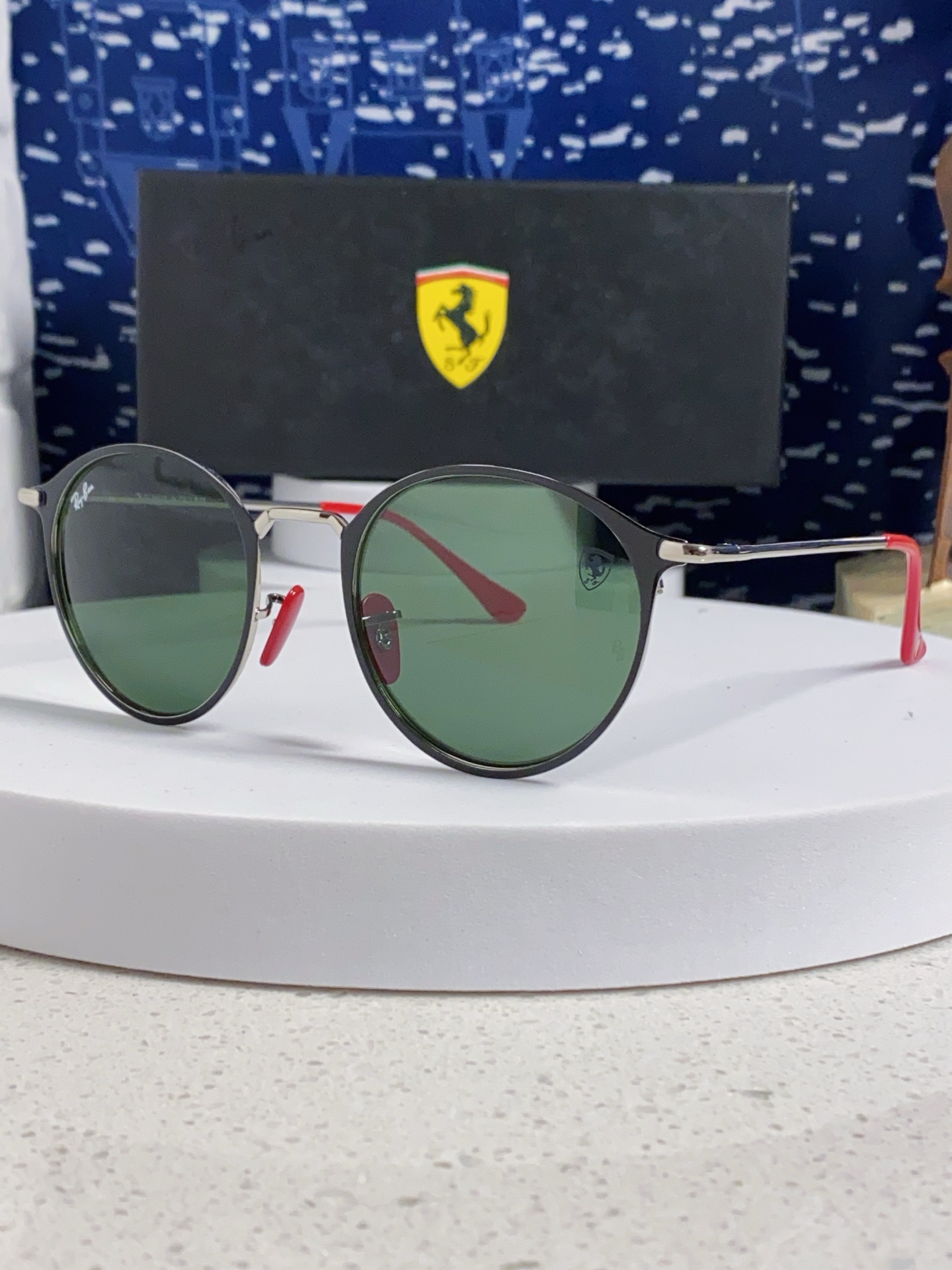  RayBan雷朋法拉利联名 2025新款欧美潮流眼镜圆形金属太时尚百搭男女款开车驾驶眼镜 RB3602