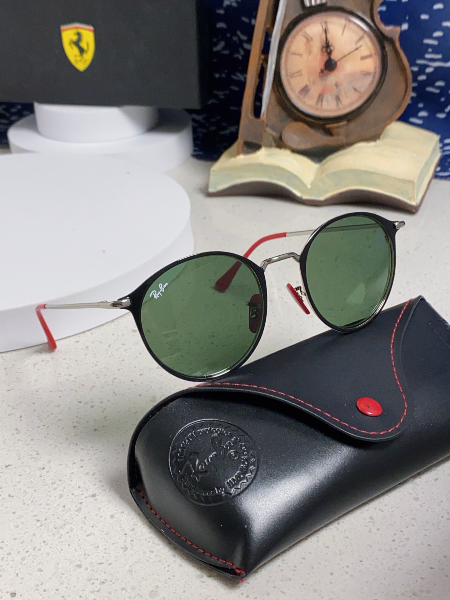  RayBan雷朋法拉利联名 2025新款欧美潮流眼镜圆形金属太时尚百搭男女款开车驾驶眼镜 RB3602
