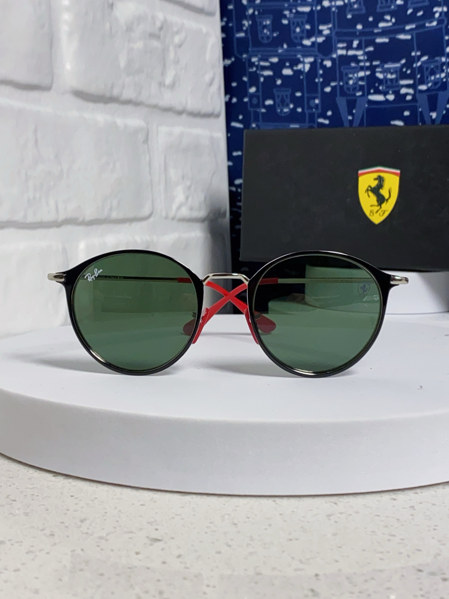  RayBan雷朋法拉利联名 2025新款欧美潮流眼镜圆形金属太时尚百搭男女款开车驾驶眼镜 RB3602