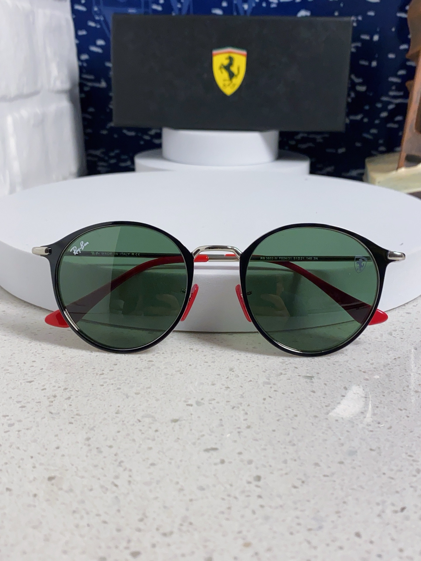  RayBan雷朋法拉利联名 2025新款欧美潮流眼镜圆形金属太时尚百搭男女款开车驾驶眼镜 RB3602