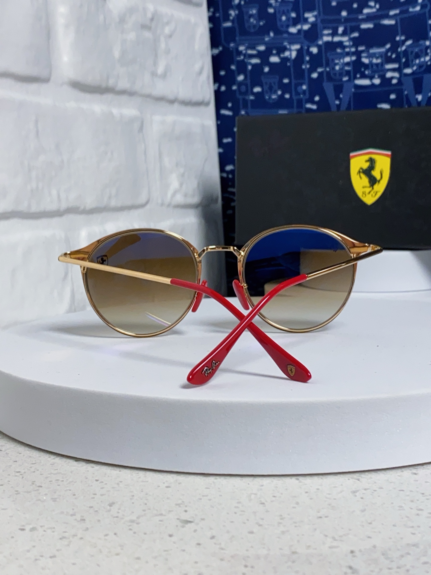  RayBan雷朋法拉利联名 2025新款欧美潮流眼镜圆形金属太时尚百搭男女款开车驾驶眼镜 RB3602