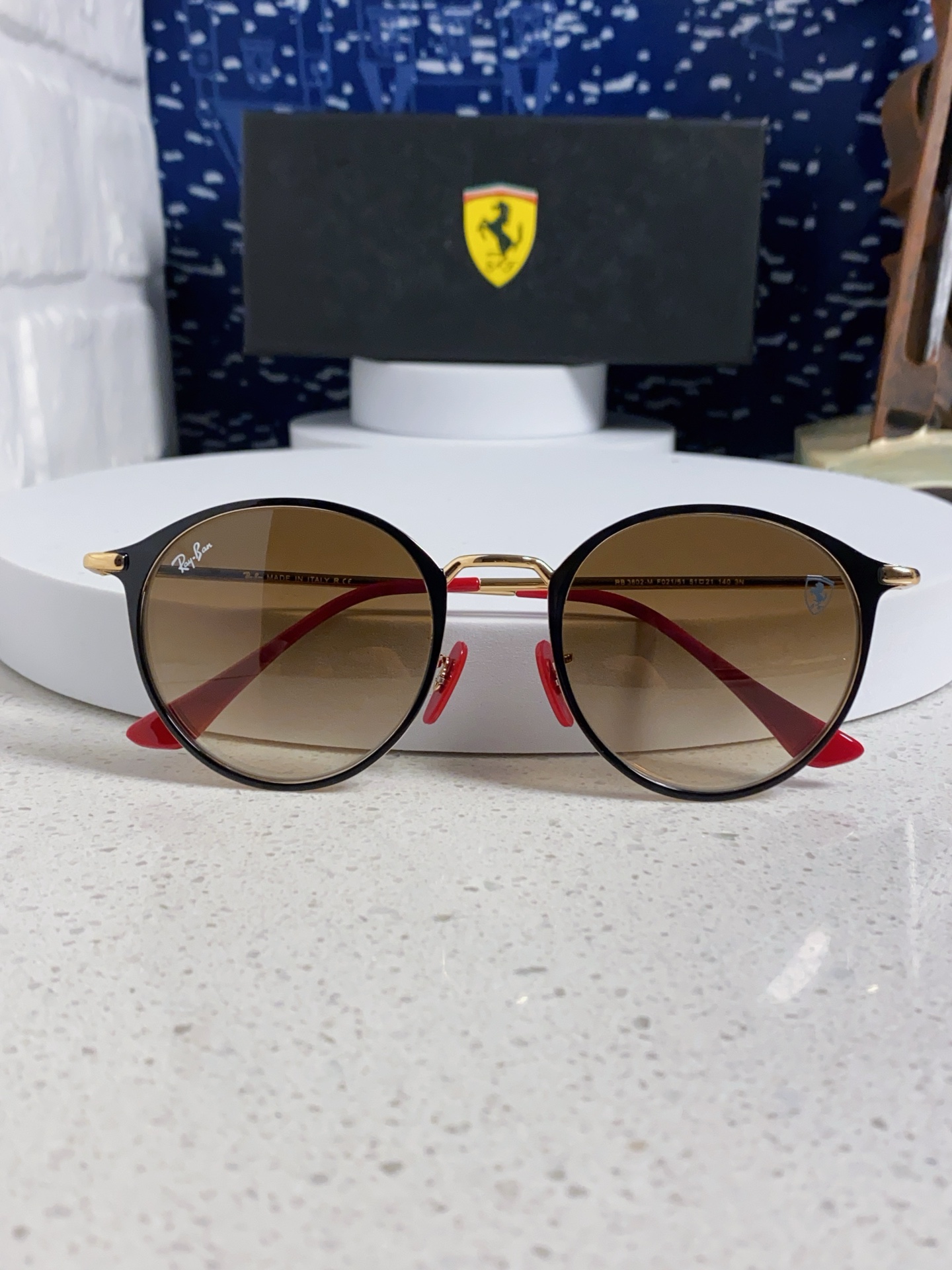  RayBan雷朋法拉利联名 2025新款欧美潮流眼镜圆形金属太时尚百搭男女款开车驾驶眼镜 RB3602