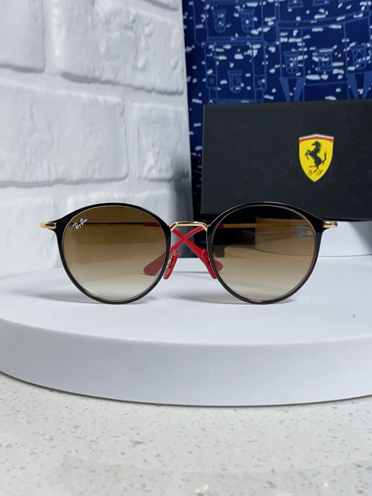  RayBan雷朋法拉利联名 2025新款欧美潮流眼镜圆形金属太时尚百搭男女款开车驾驶眼镜 RB3602