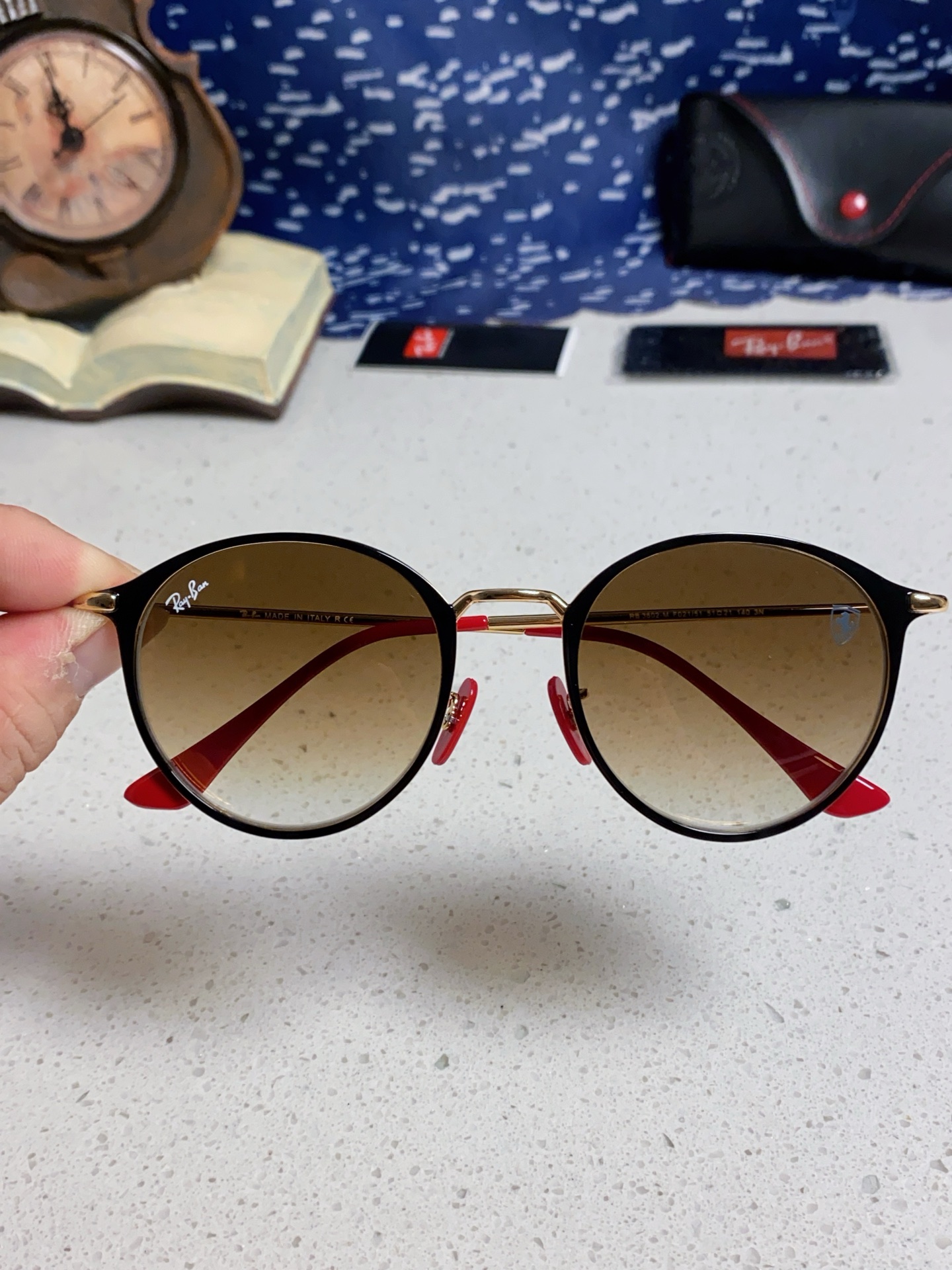  RayBan雷朋法拉利联名 2025新款欧美潮流眼镜圆形金属太时尚百搭男女款开车驾驶眼镜 RB3602