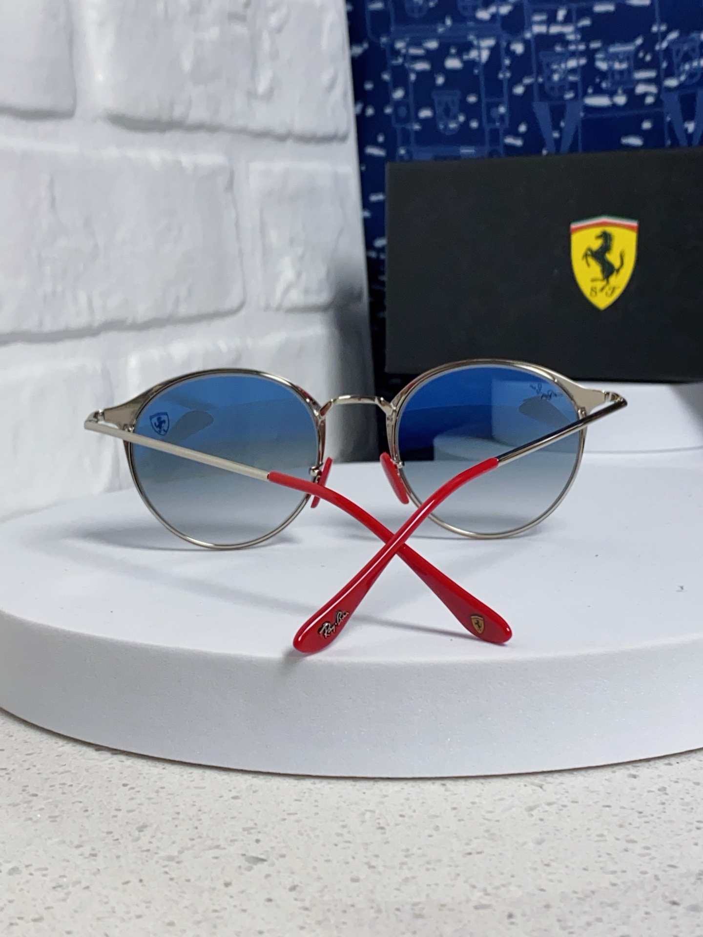  RayBan雷朋法拉利联名 2025新款欧美潮流眼镜圆形金属太时尚百搭男女款开车驾驶眼镜 RB3602