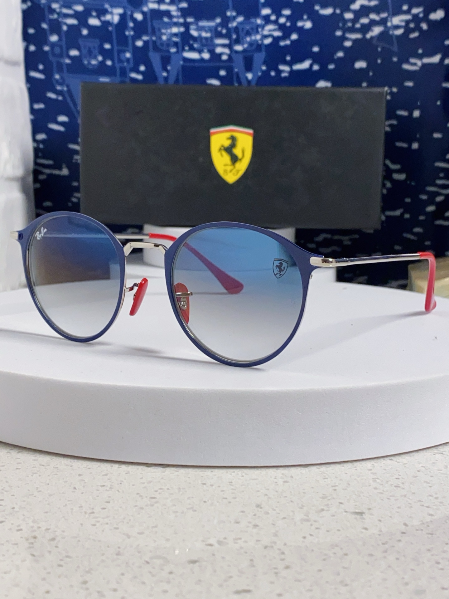  RayBan雷朋法拉利联名 2025新款欧美潮流眼镜圆形金属太时尚百搭男女款开车驾驶眼镜 RB3602