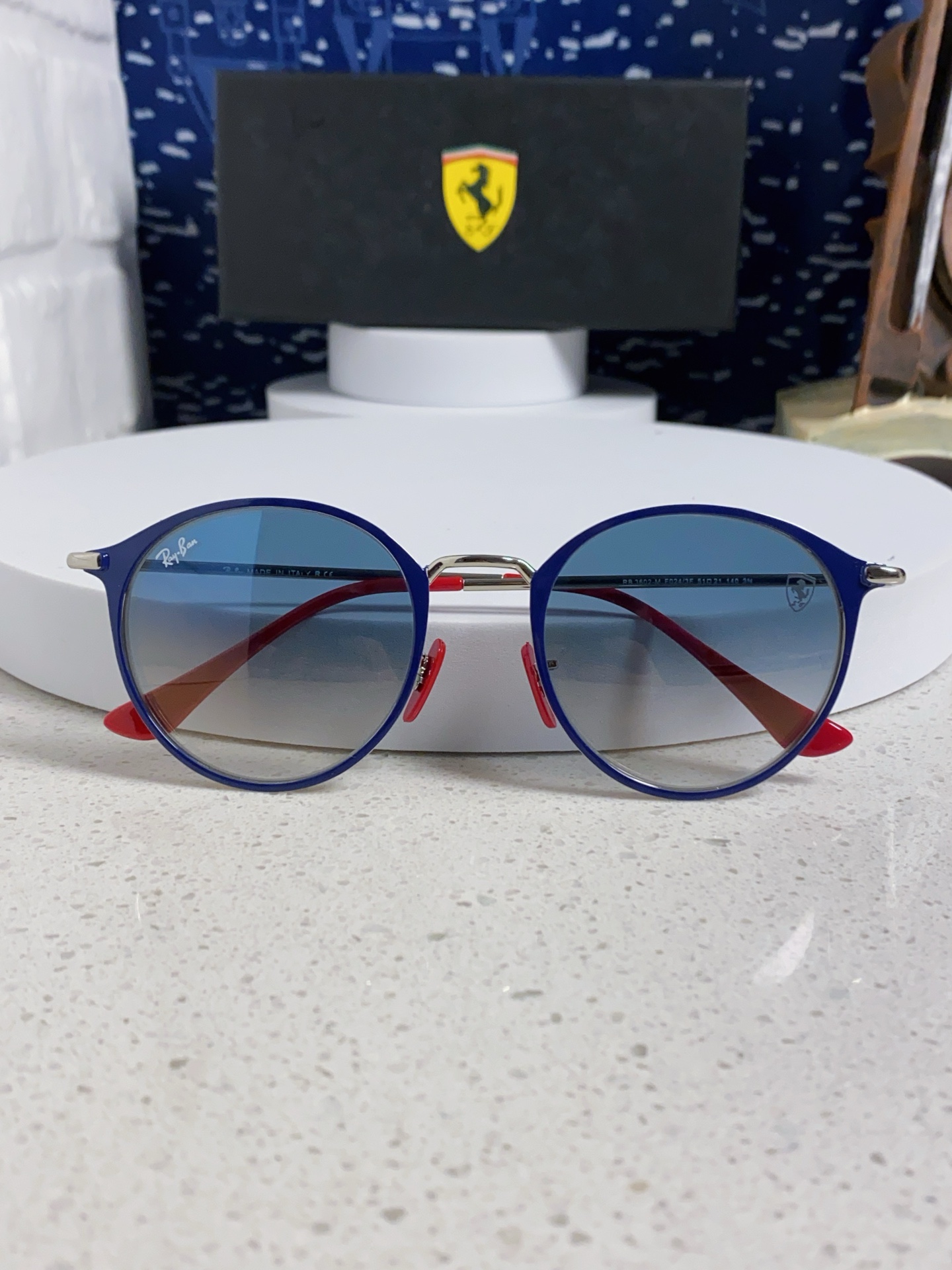  RayBan雷朋法拉利联名 2025新款欧美潮流眼镜圆形金属太时尚百搭男女款开车驾驶眼镜 RB3602