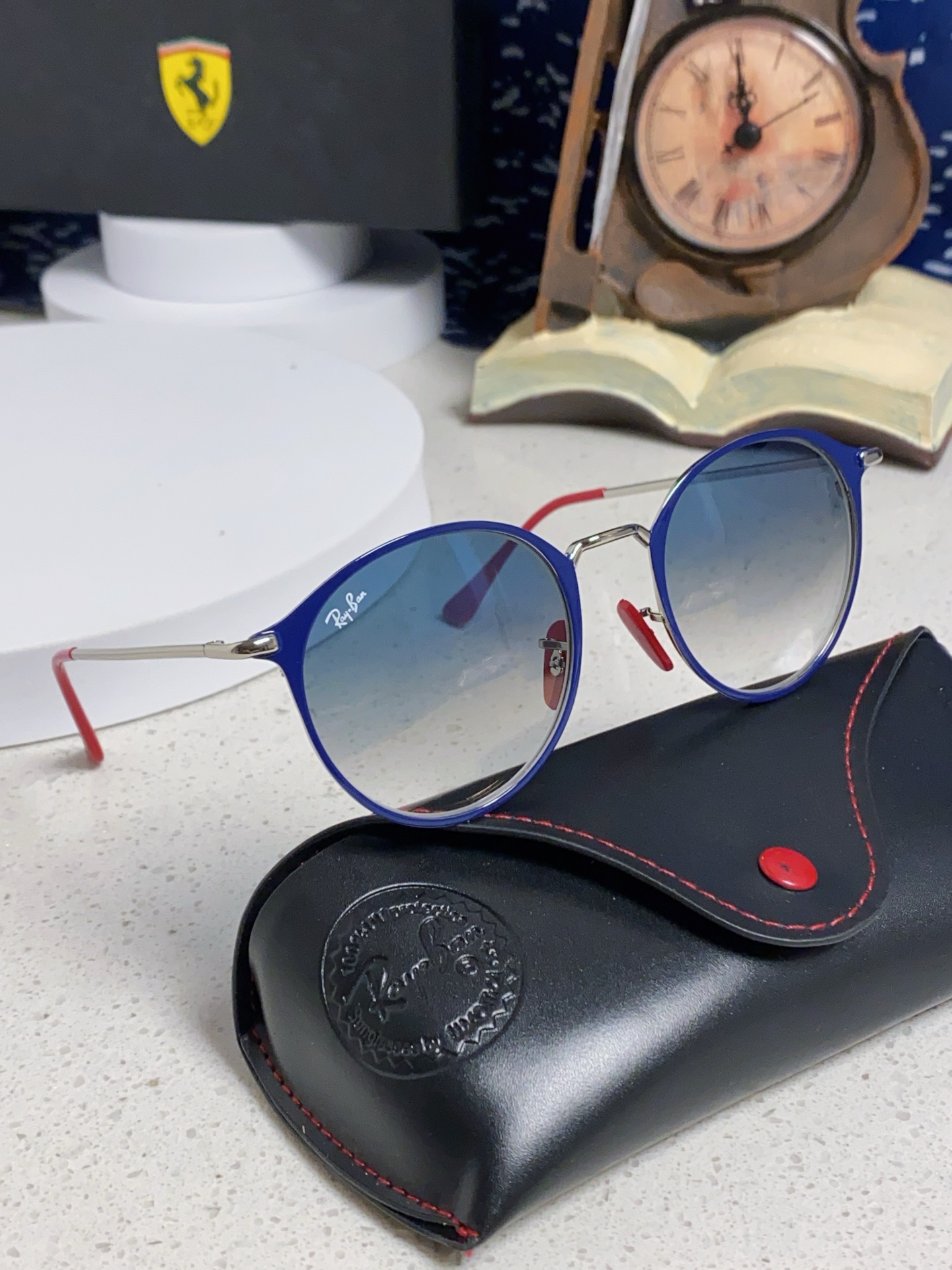  RayBan雷朋法拉利联名 2025新款欧美潮流眼镜圆形金属太时尚百搭男女款开车驾驶眼镜 RB3602