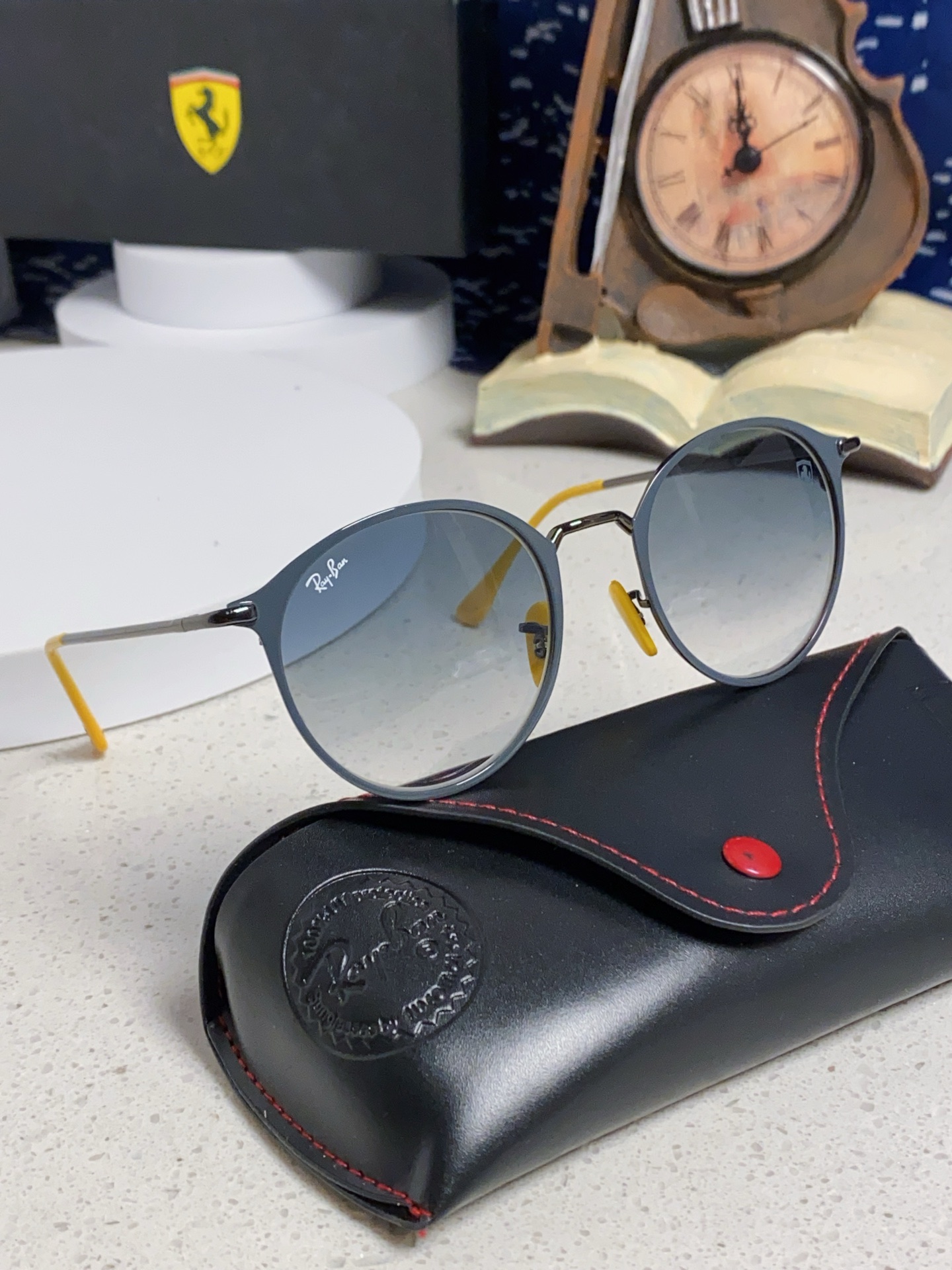  RayBan雷朋法拉利联名 2025新款欧美潮流眼镜圆形金属太时尚百搭男女款开车驾驶眼镜 RB3602