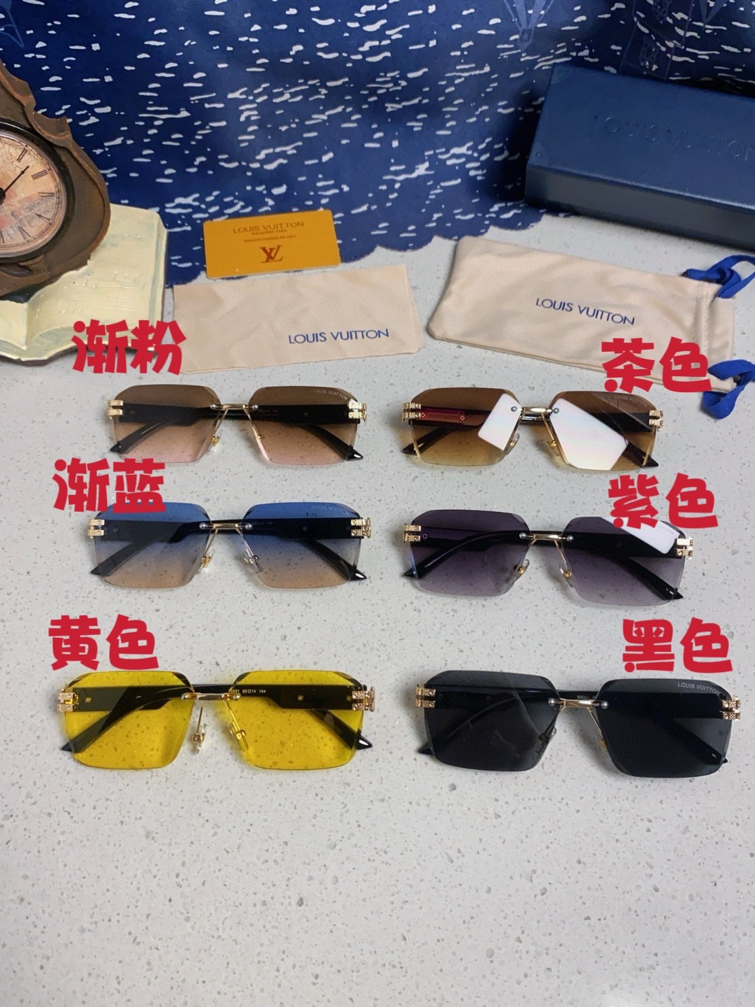  Louis Vuitton路易威登 2025Lv新款无框切边太阳镜小方框潮流眼镜 网红款个性墨镜