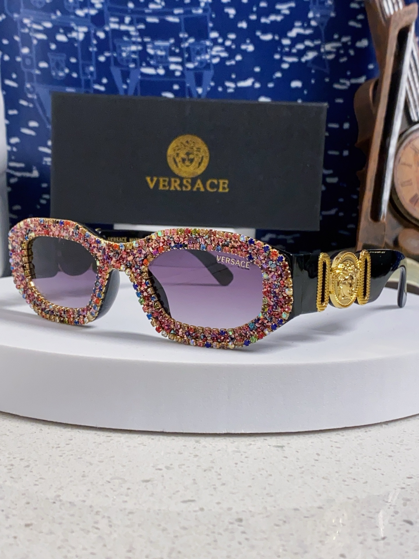  Versace范思哲 2025Diamond sunglasses新款镶钻太阳镜欧美墨镜街拍潮流太阳眼