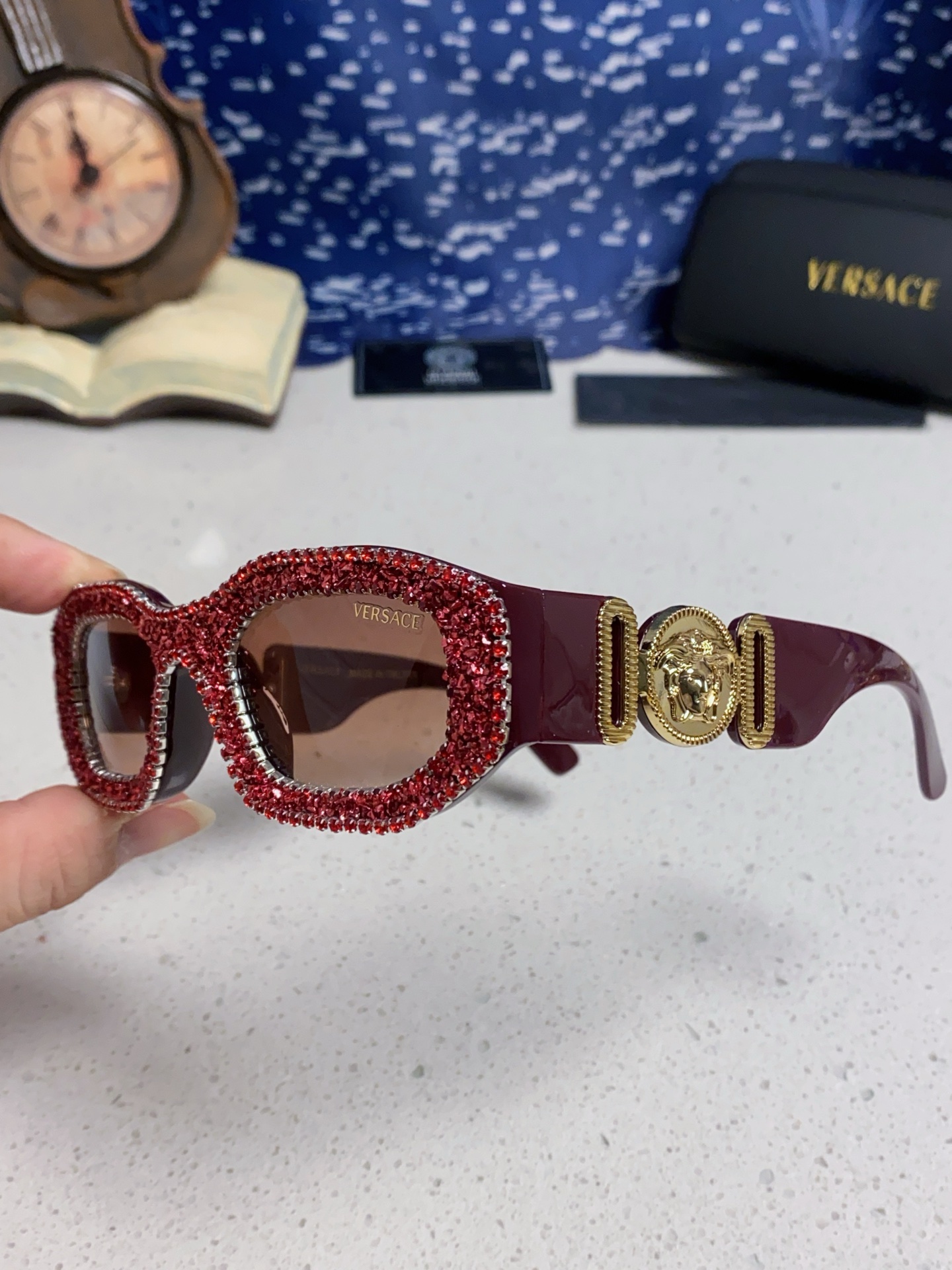  Versace范思哲 2025Diamond sunglasses新款镶钻太阳镜欧美墨镜街拍潮流太阳眼