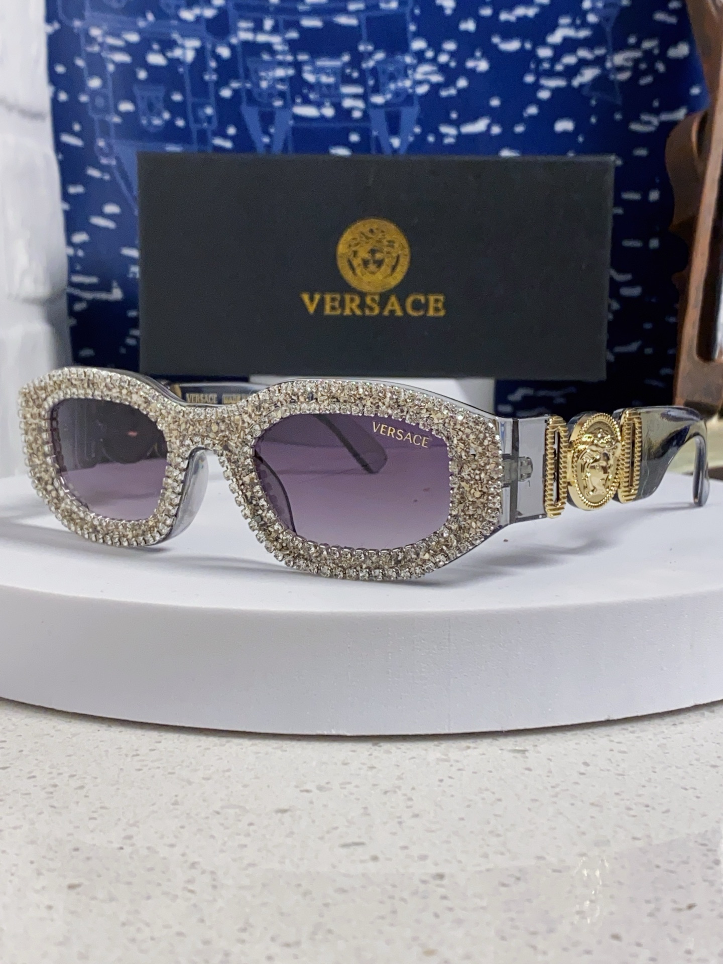  Versace范思哲 2025Diamond sunglasses新款镶钻太阳镜欧美墨镜街拍潮流太阳眼
