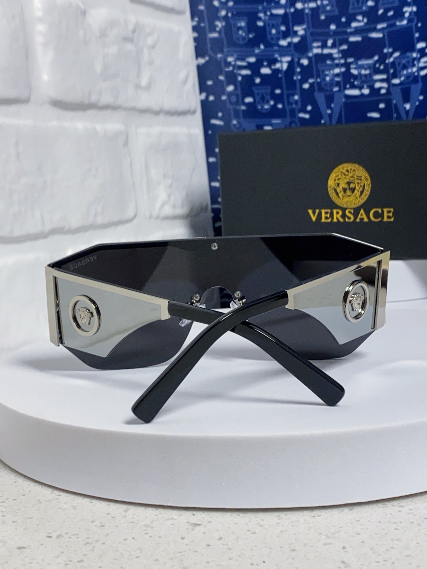  Versace范思哲 20254新款欧美网红风太阳眼镜男金属多边形半框遮阳墨镜女防紫外线 