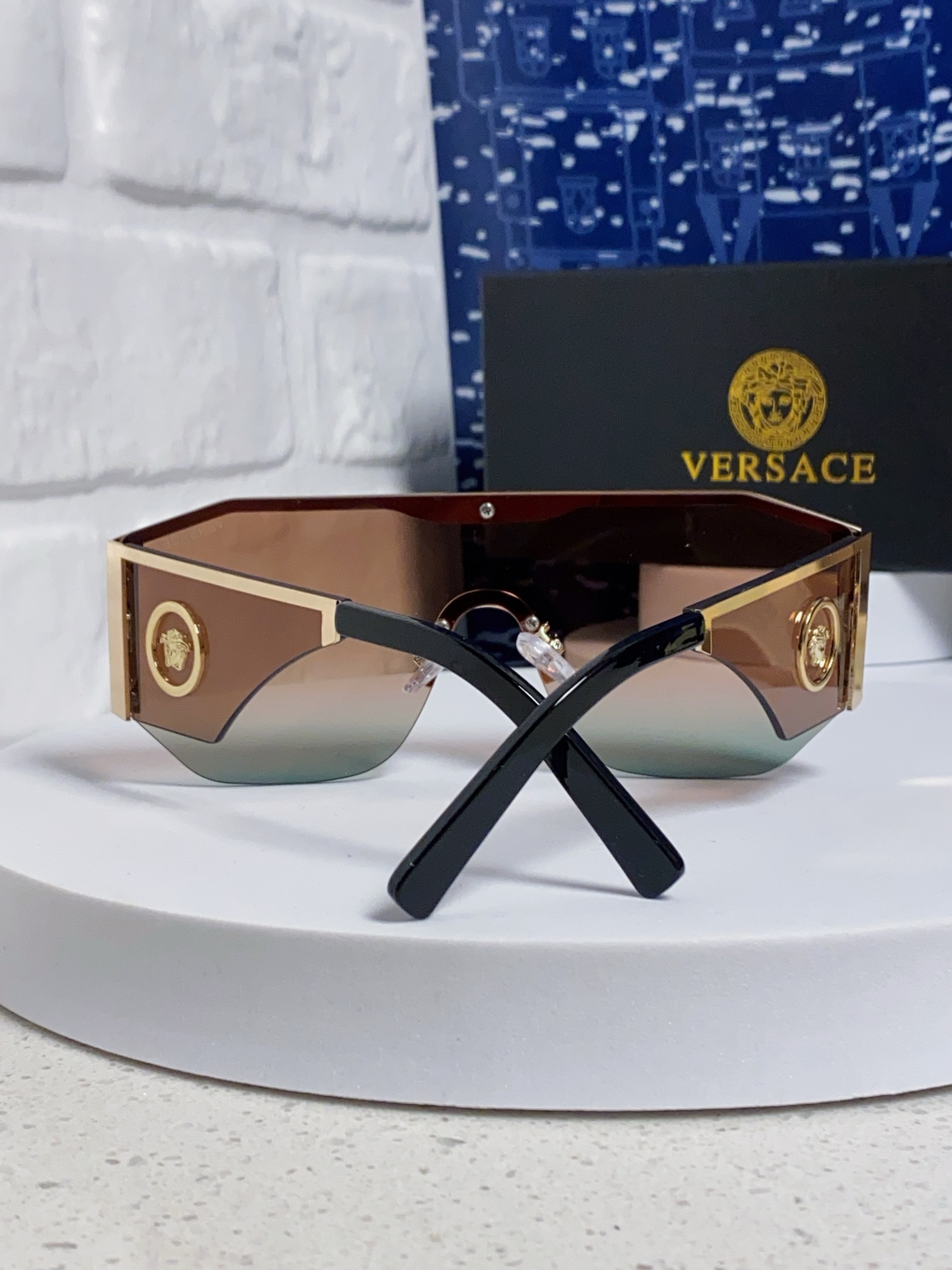  Versace范思哲 20254新款欧美网红风太阳眼镜男金属多边形半框遮阳墨镜女防紫外线 