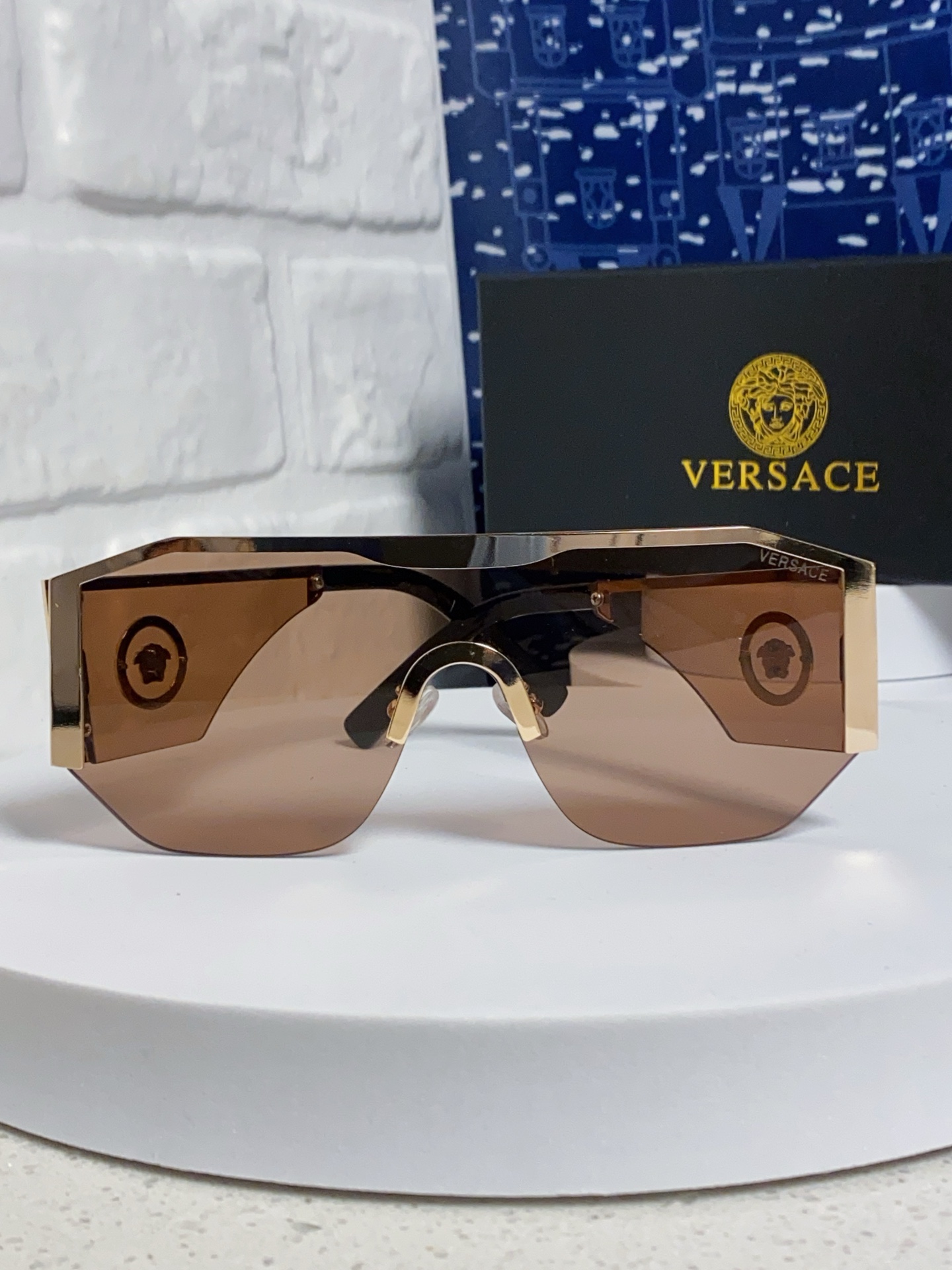  Versace范思哲 20254新款欧美网红风太阳眼镜男金属多边形半框遮阳墨镜女防紫外线 