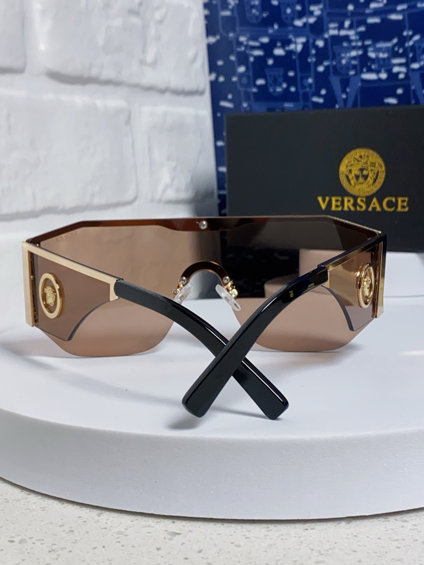  Versace范思哲 20254新款欧美网红风太阳眼镜男金属多边形半框遮阳墨镜女防紫外线 