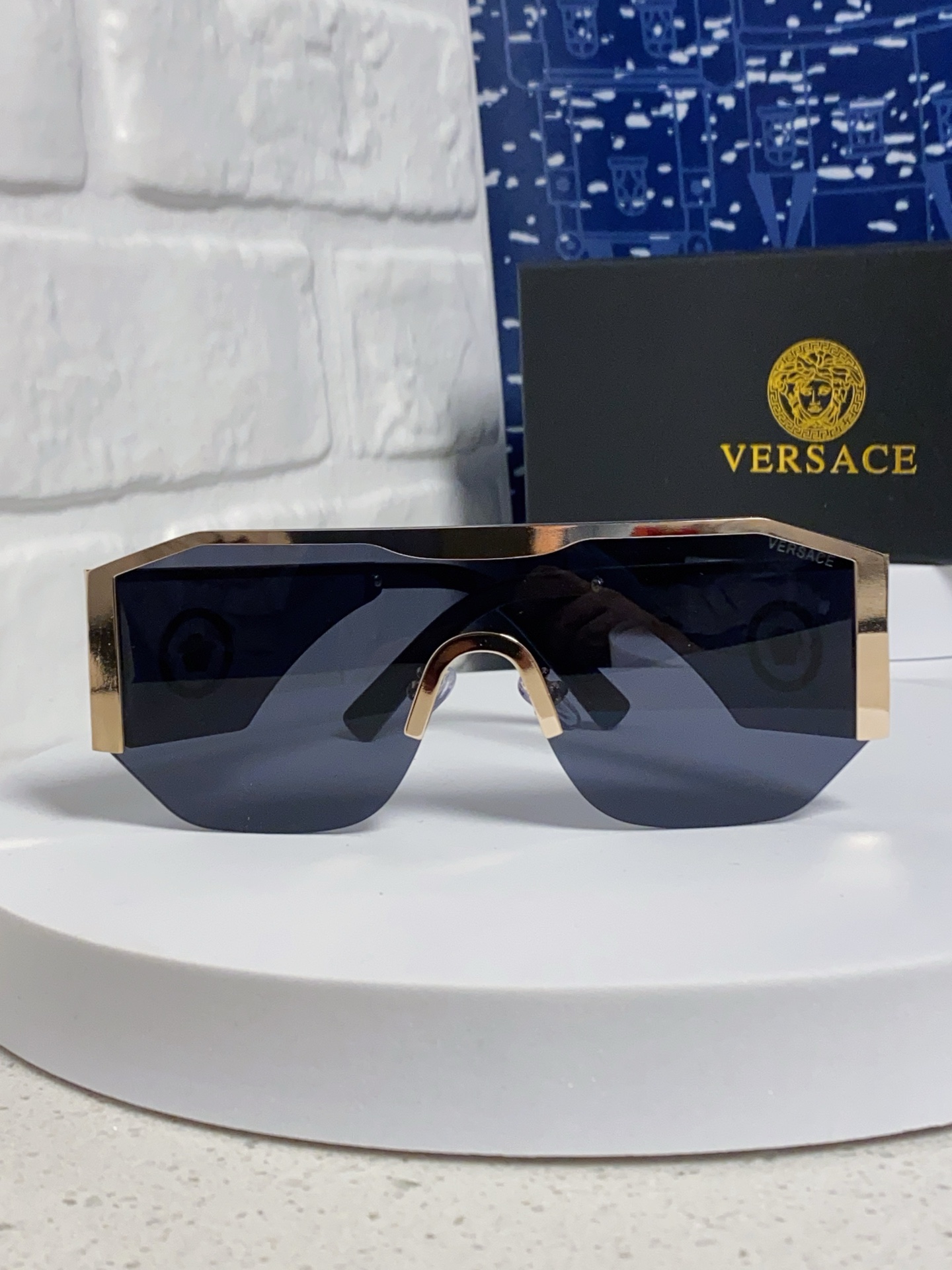  Versace范思哲 20254新款欧美网红风太阳眼镜男金属多边形半框遮阳墨镜女防紫外线 