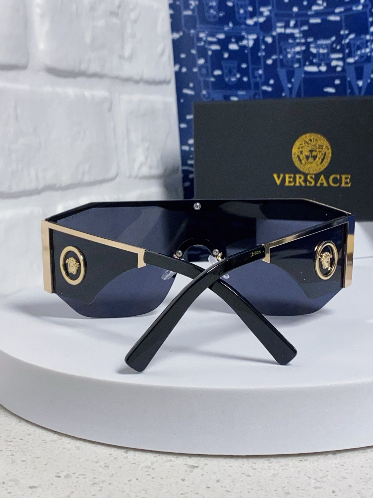  Versace范思哲 20254新款欧美网红风太阳眼镜男金属多边形半框遮阳墨镜女防紫外线 