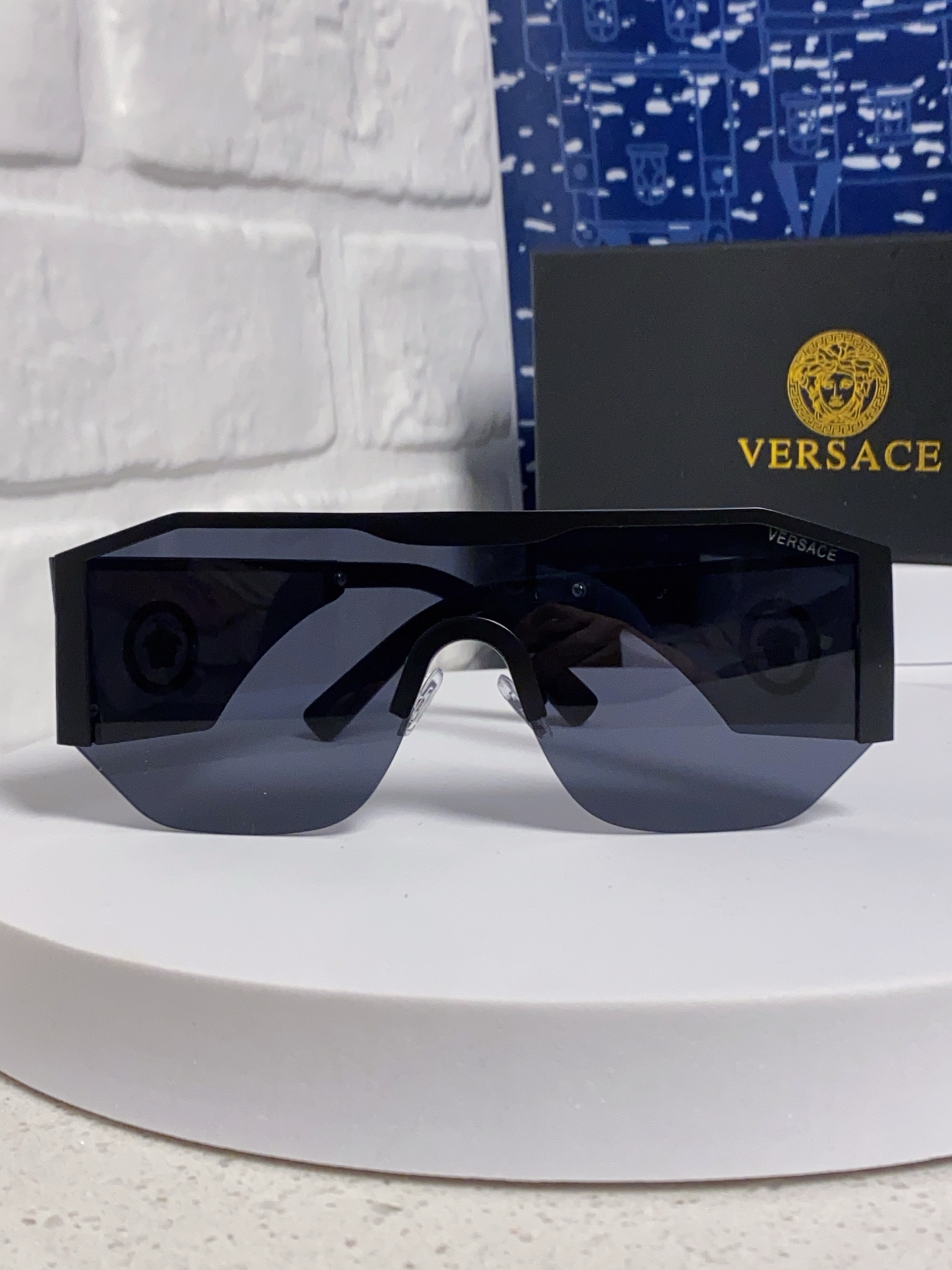  Versace范思哲 20254新款欧美网红风太阳眼镜男金属多边形半框遮阳墨镜女防紫外线 