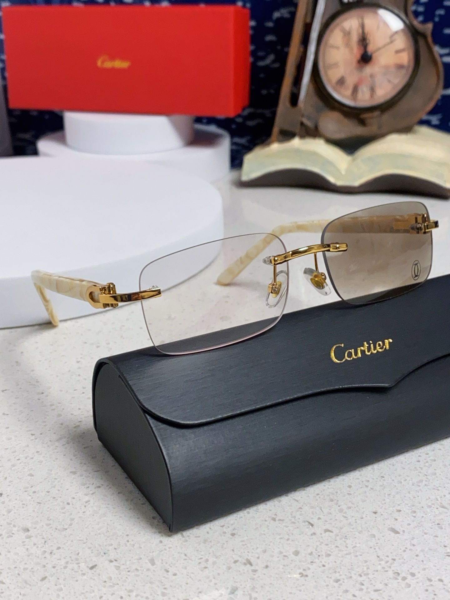  Carter卡地亚 2025新款板材变色眼镜 时尚太阳镜男士超清无框墨镜海洋片 