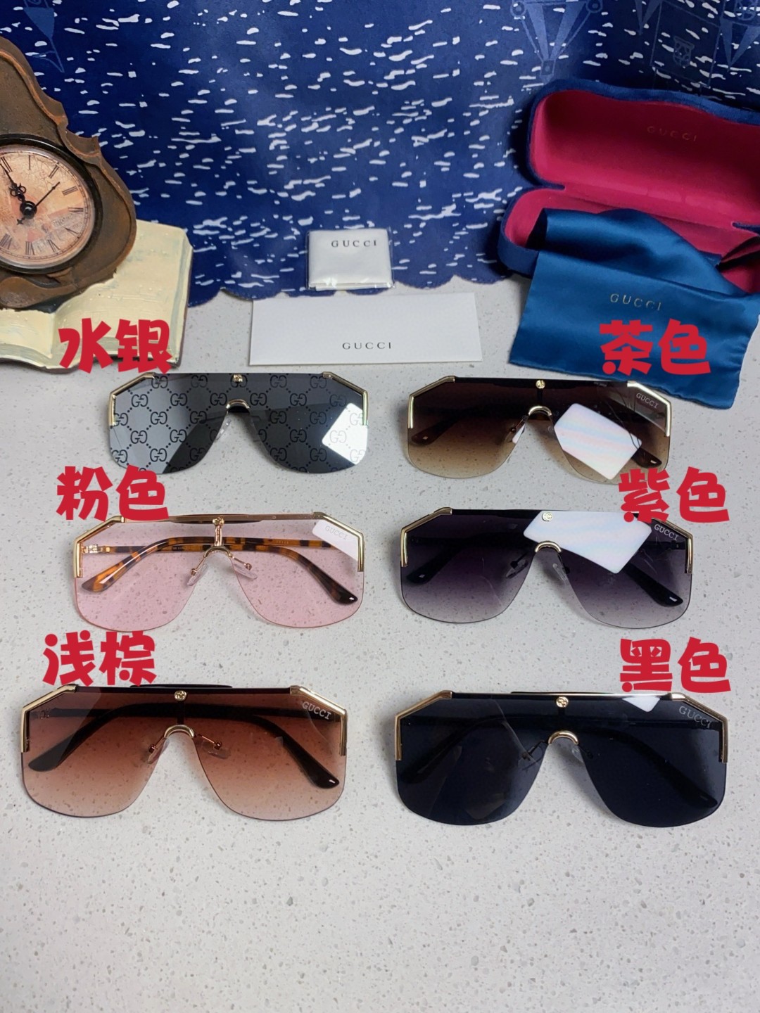  Gucci古奇 2025新款无框一体式墨镜男骑行防紫外线防晒登山高级感大框墨镜男女通用 