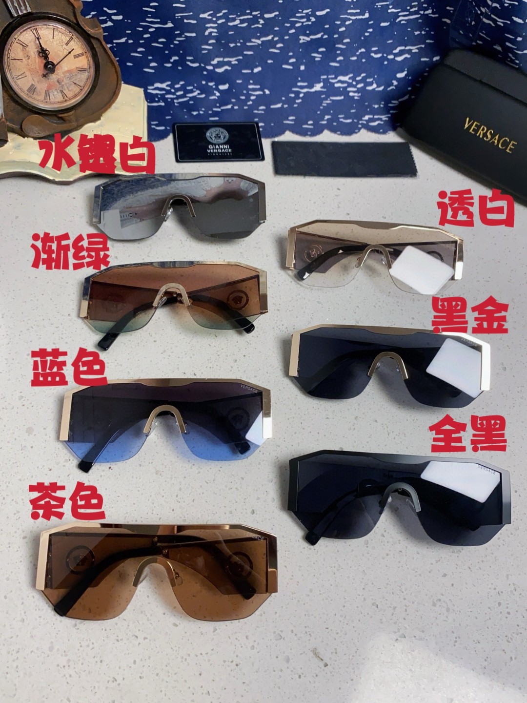  Versace范思哲 20254新款欧美网红风太阳眼镜男金属多边形半框遮阳墨镜女防紫外线 