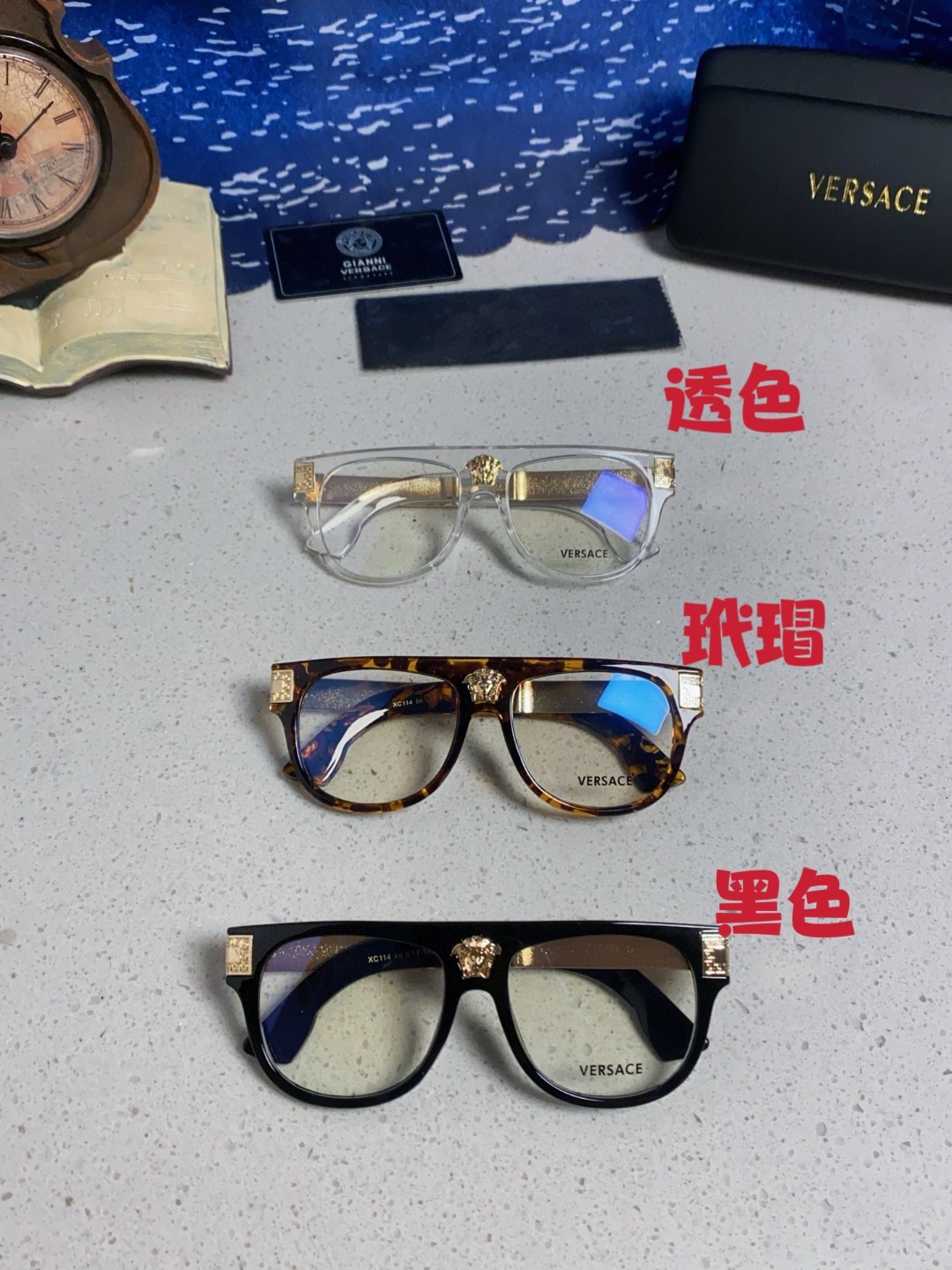  Versace范思哲 2025欧美新款太阳镜男女方框平光镜经典旅游时尚光学眼镜 人头标志
