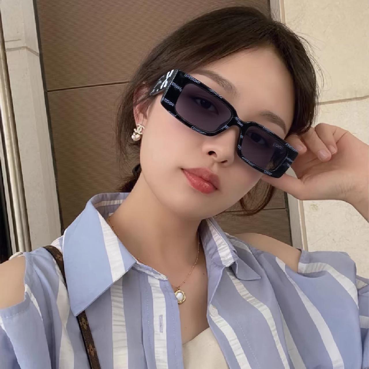  Off-White 雪花方形小框朋克黑色太阳镜网红潮人街拍墨镜男可配近视散光镜腿 