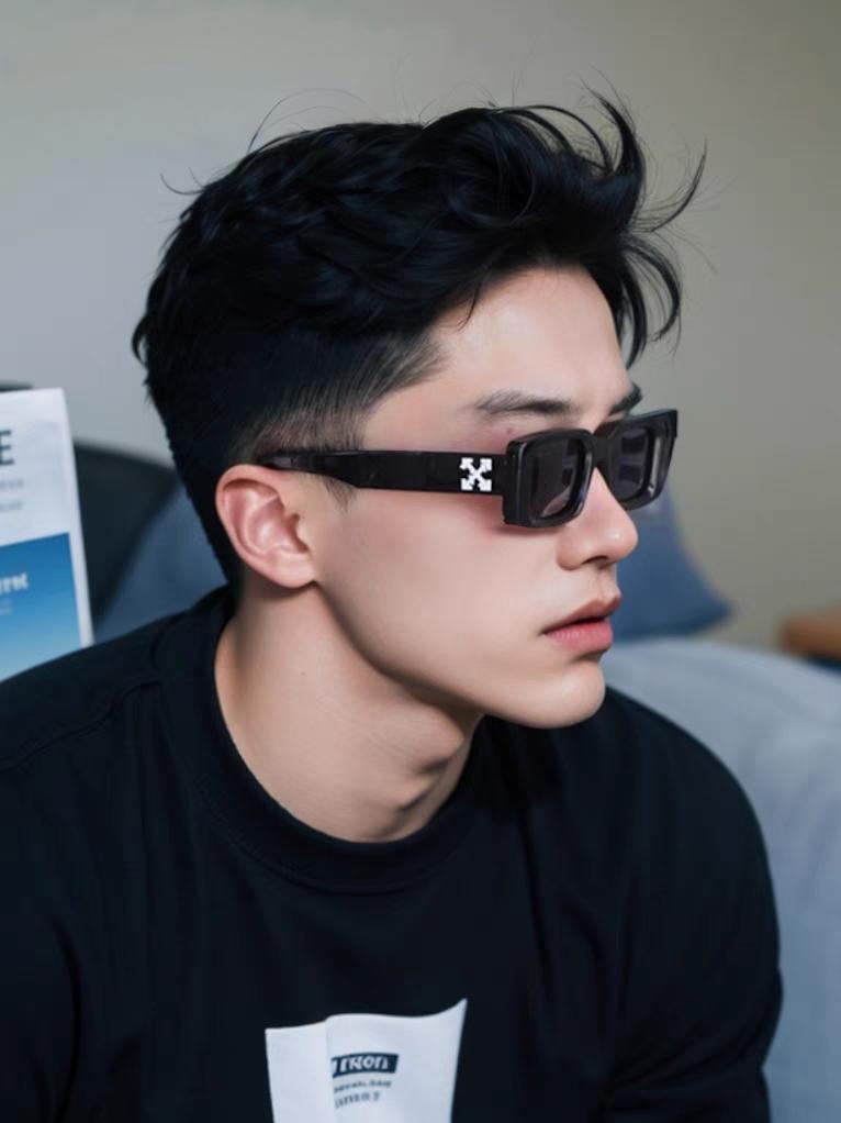  Off-White 雪花方形小框朋克黑色太阳镜网红潮人街拍墨镜男可配近视散光镜腿 