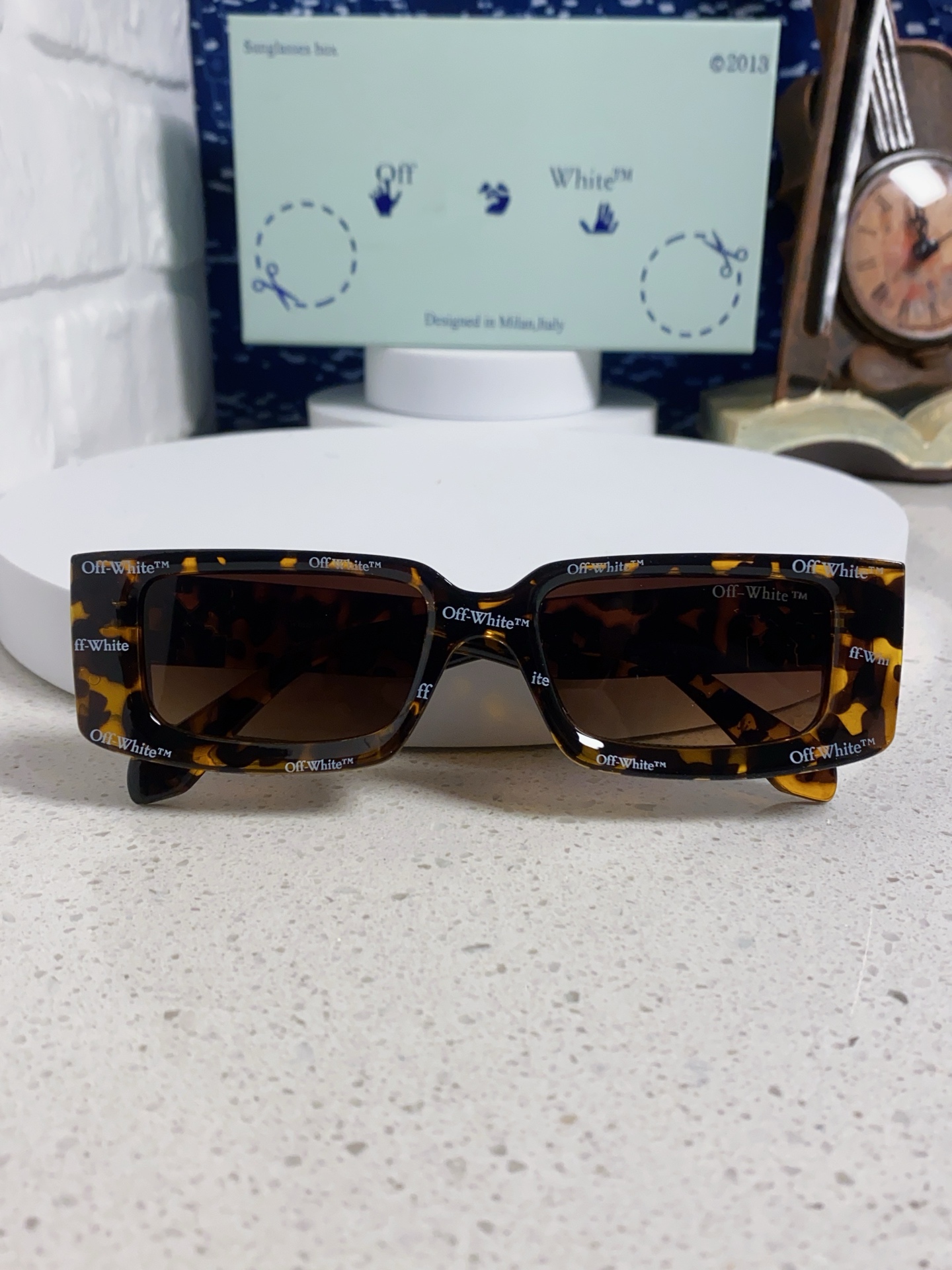  Off-White 雪花方形小框朋克黑色太阳镜网红潮人街拍墨镜男可配近视散光镜腿 