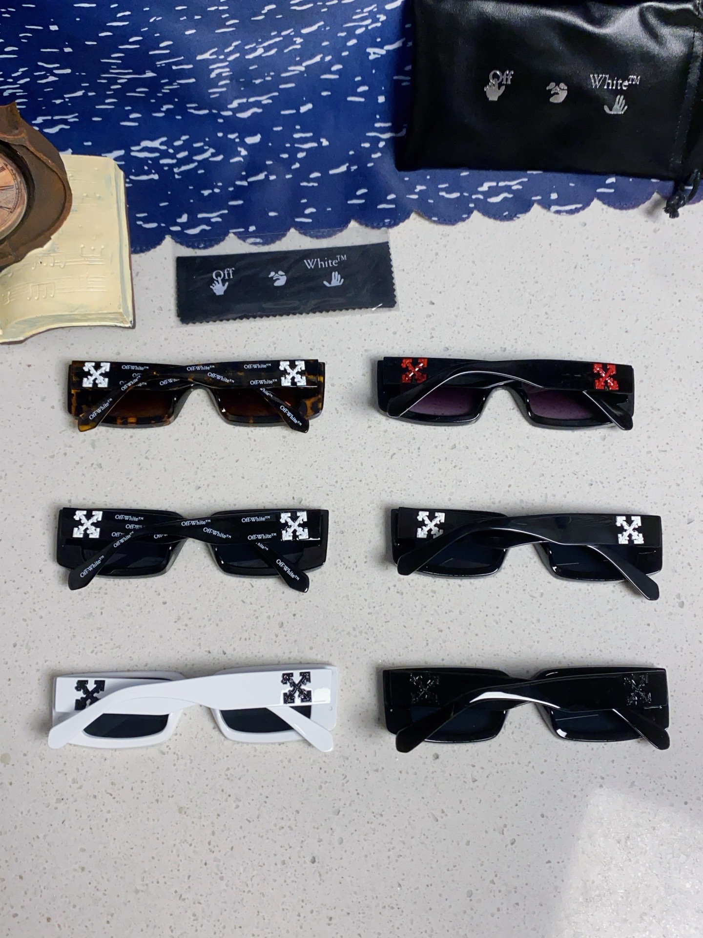 Off-White 雪花方形小框朋克黑色太阳镜网红潮人街拍墨镜男可配近视散光镜腿 