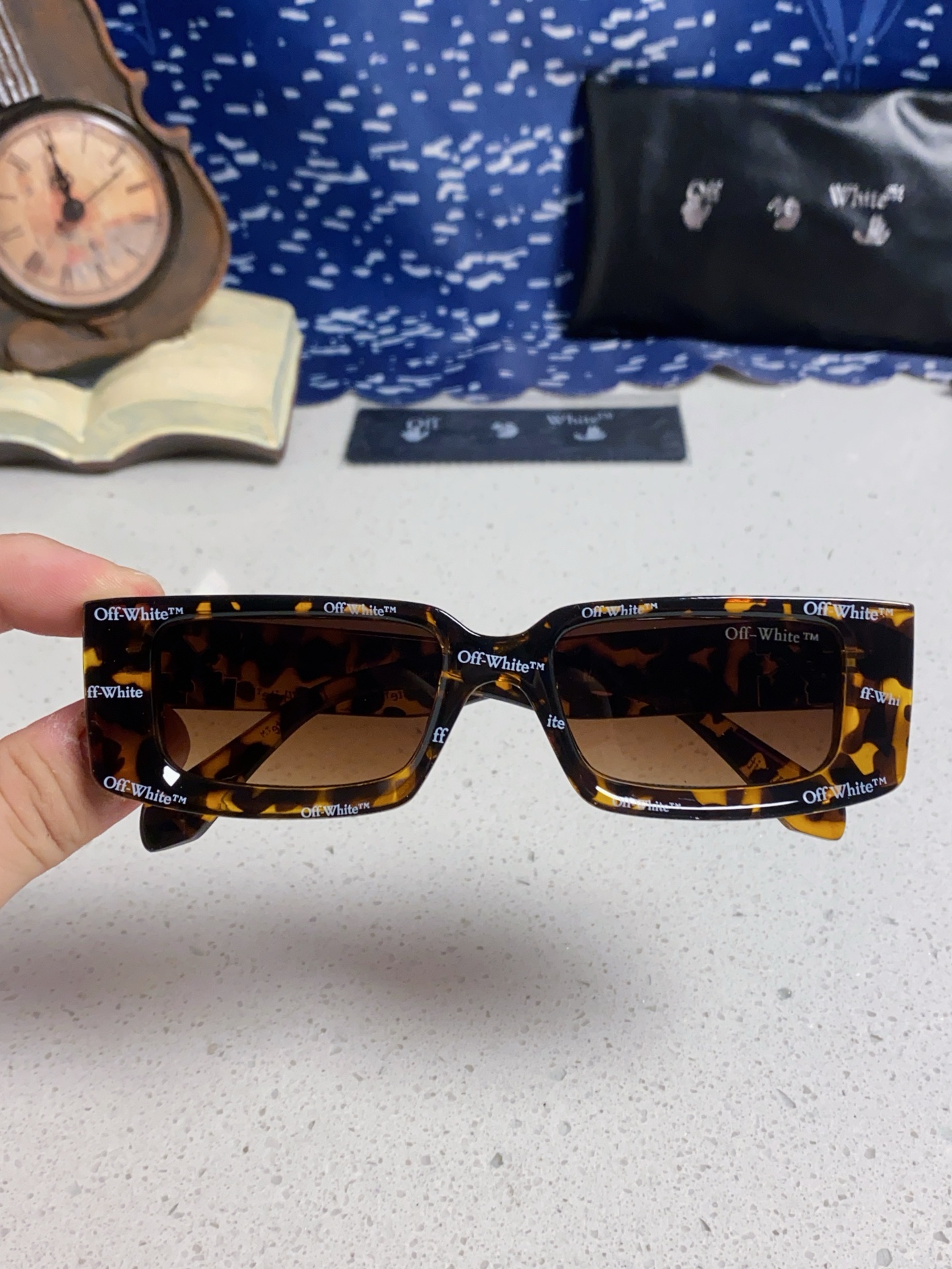  Off-White 雪花方形小框朋克黑色太阳镜网红潮人街拍墨镜男可配近视散光镜腿 