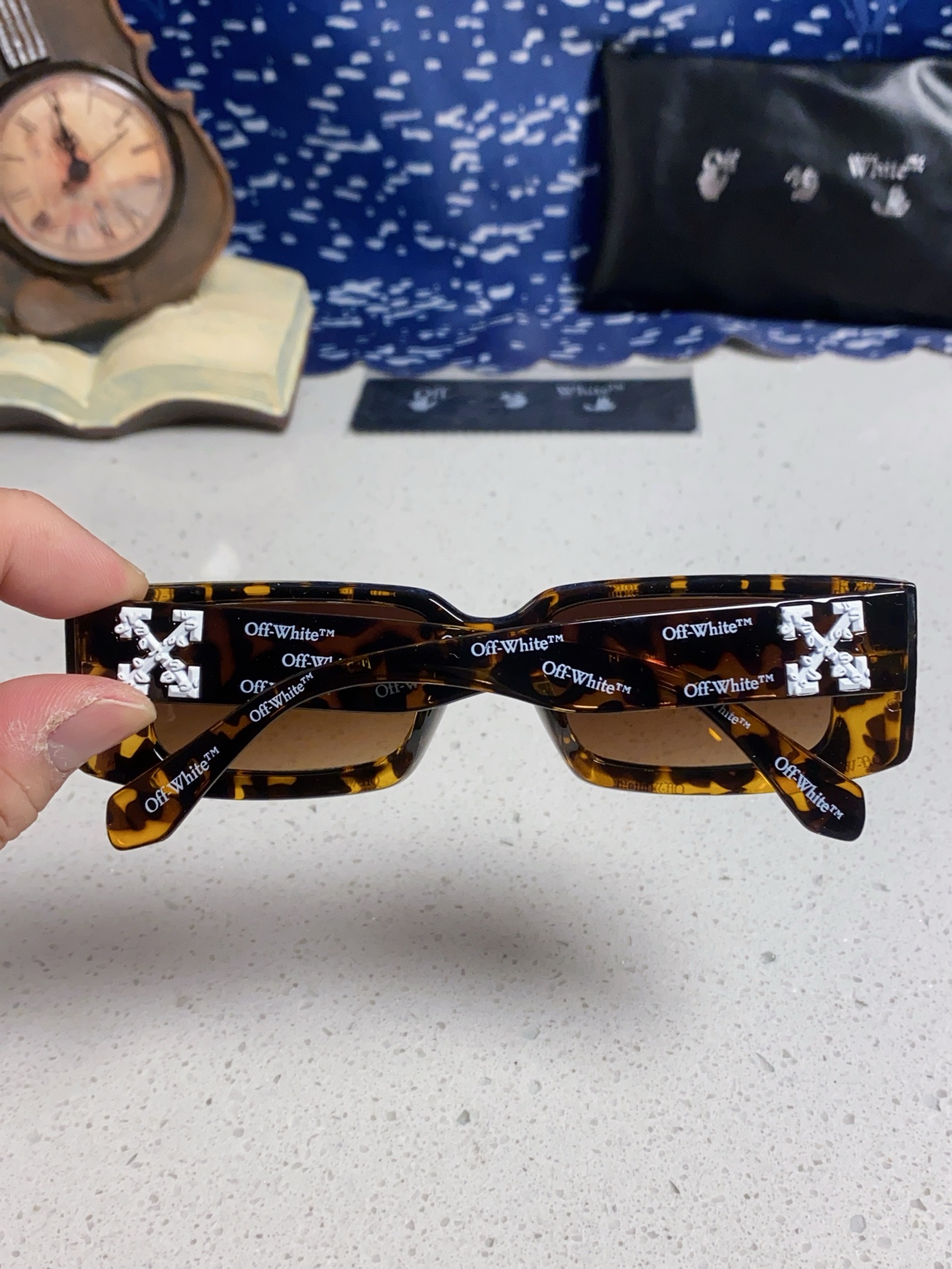  Off-White 雪花方形小框朋克黑色太阳镜网红潮人街拍墨镜男可配近视散光镜腿 