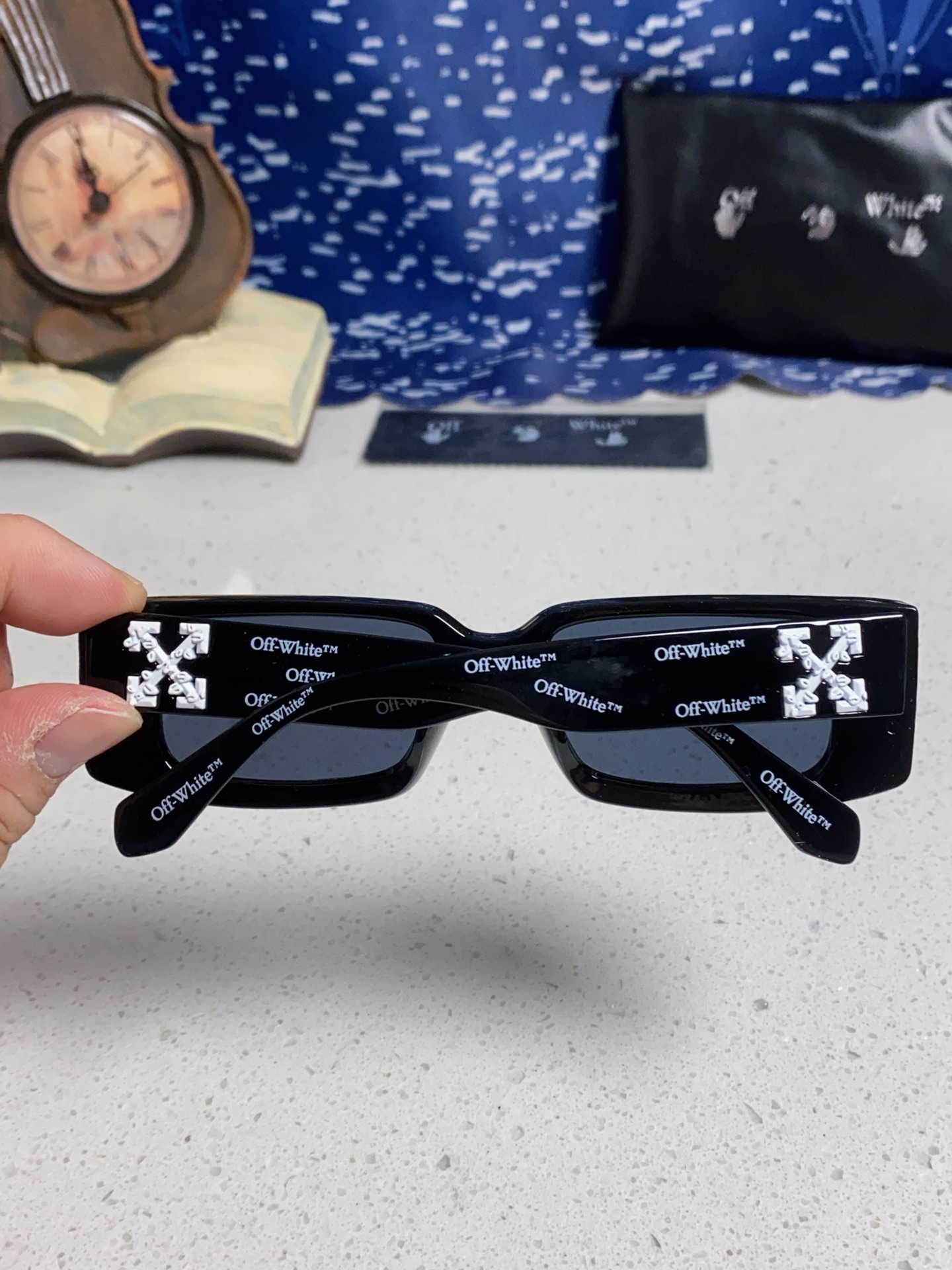  Off-White 雪花方形小框朋克黑色太阳镜网红潮人街拍墨镜男可配近视散光镜腿 