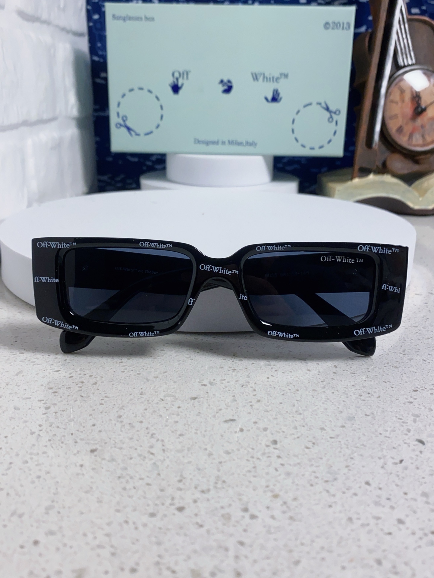 Off-White 雪花方形小框朋克黑色太阳镜网红潮人街拍墨镜男可配近视散光镜腿 