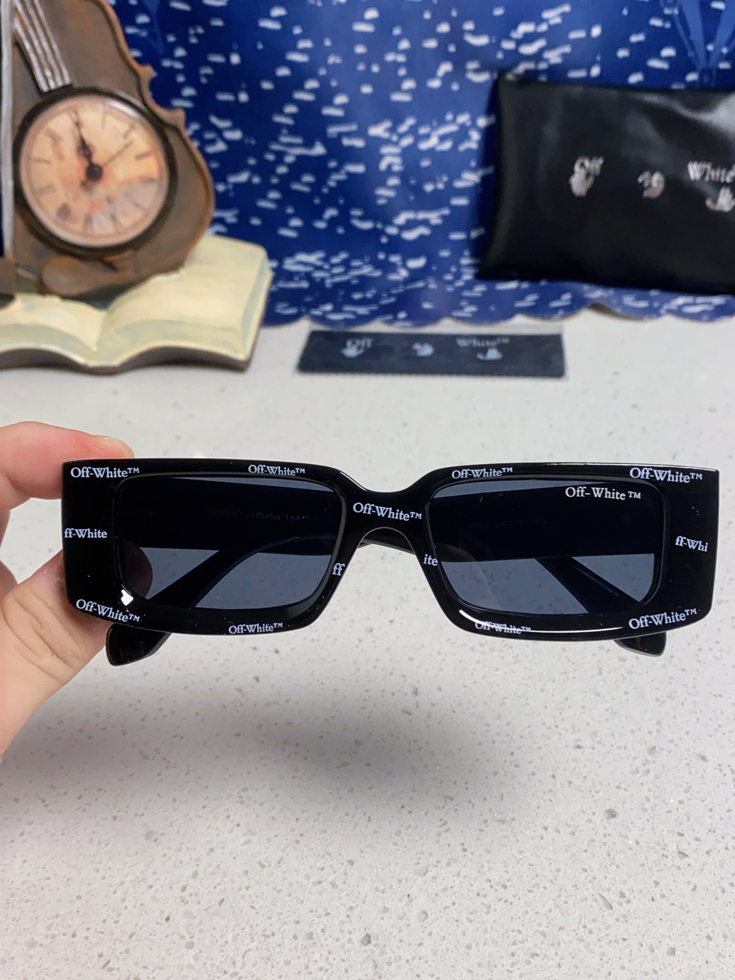  Off-White 雪花方形小框朋克黑色太阳镜网红潮人街拍墨镜男可配近视散光镜腿 