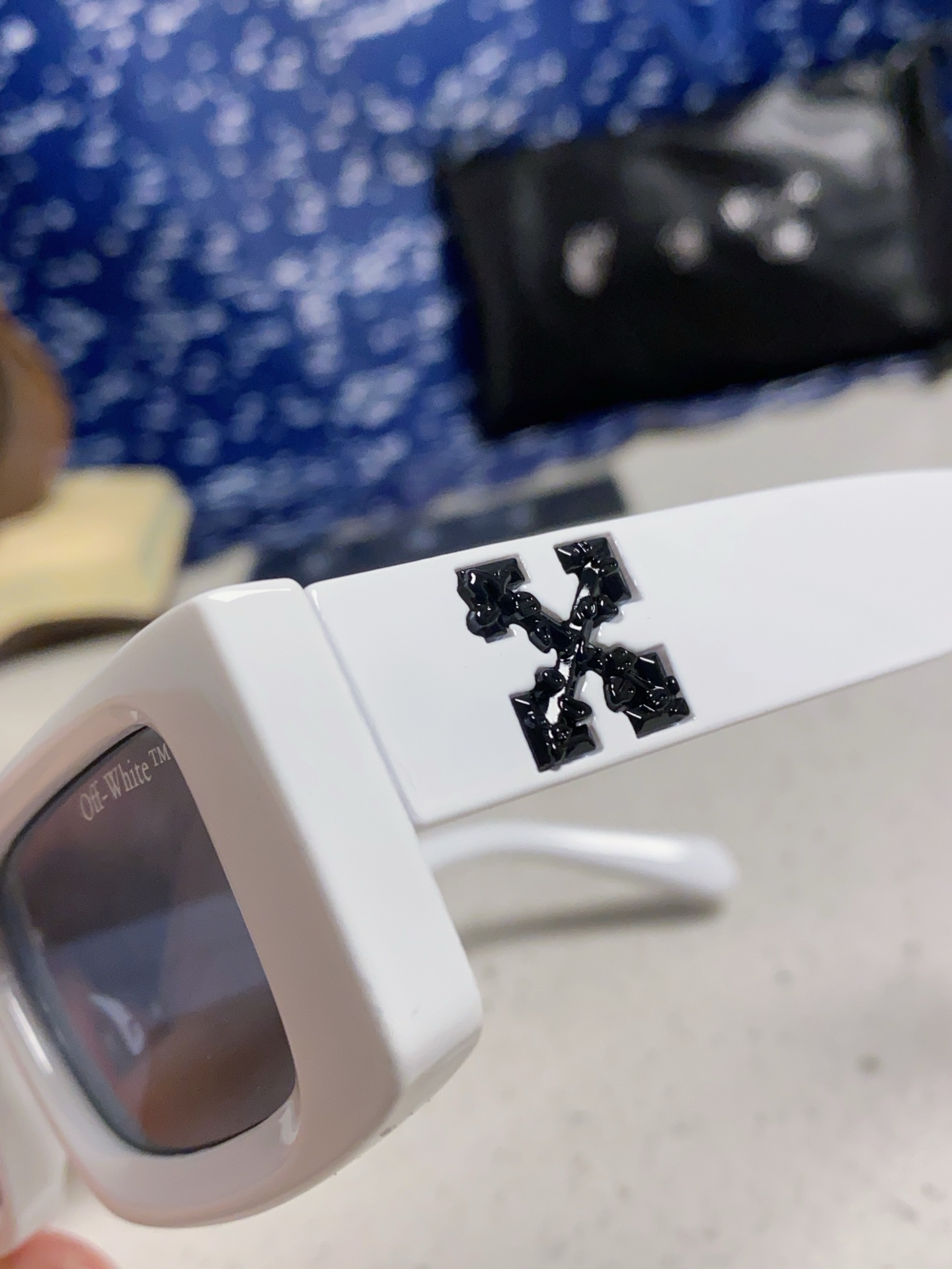  Off-White 雪花方形小框朋克黑色太阳镜网红潮人街拍墨镜男可配近视散光镜腿 