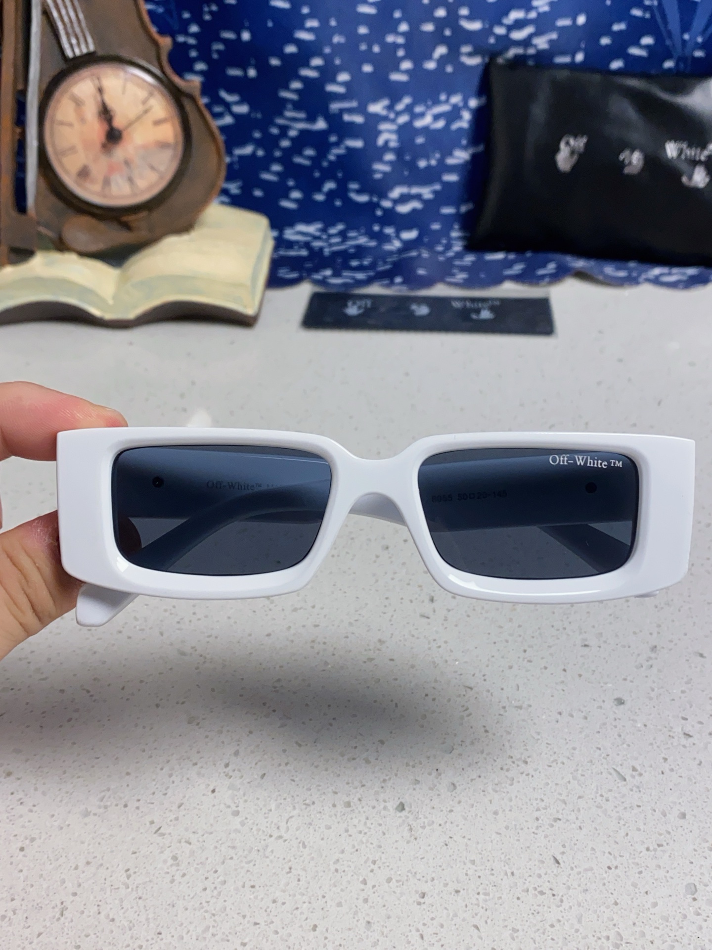  Off-White 雪花方形小框朋克黑色太阳镜网红潮人街拍墨镜男可配近视散光镜腿 
